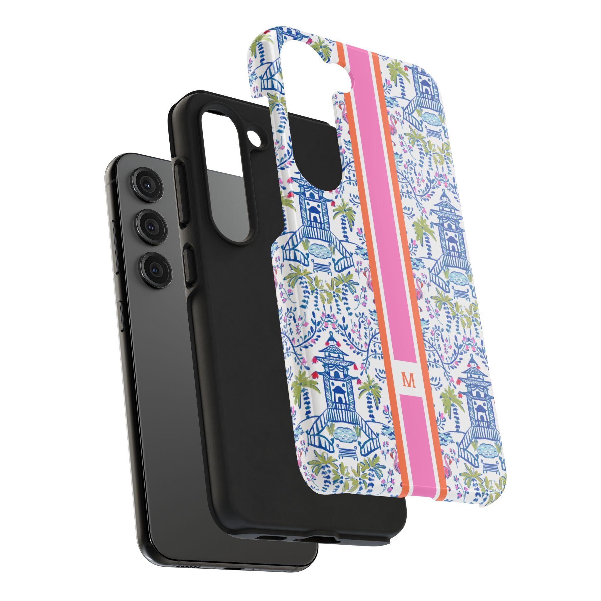 Colorful Chinoiserie Monogrammed Tough Phone Case