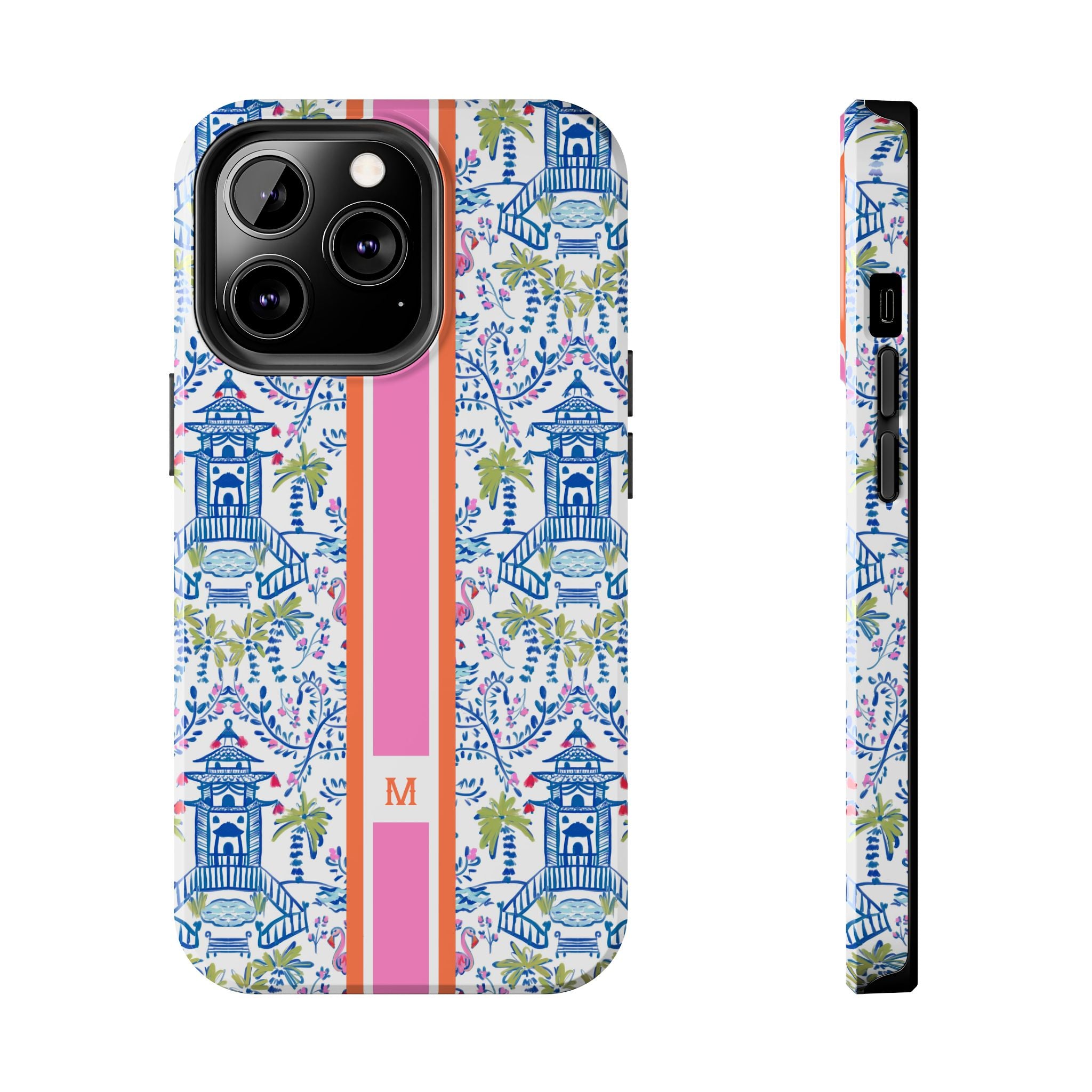 Colorful Chinoiserie Monogrammed Tough Phone Case