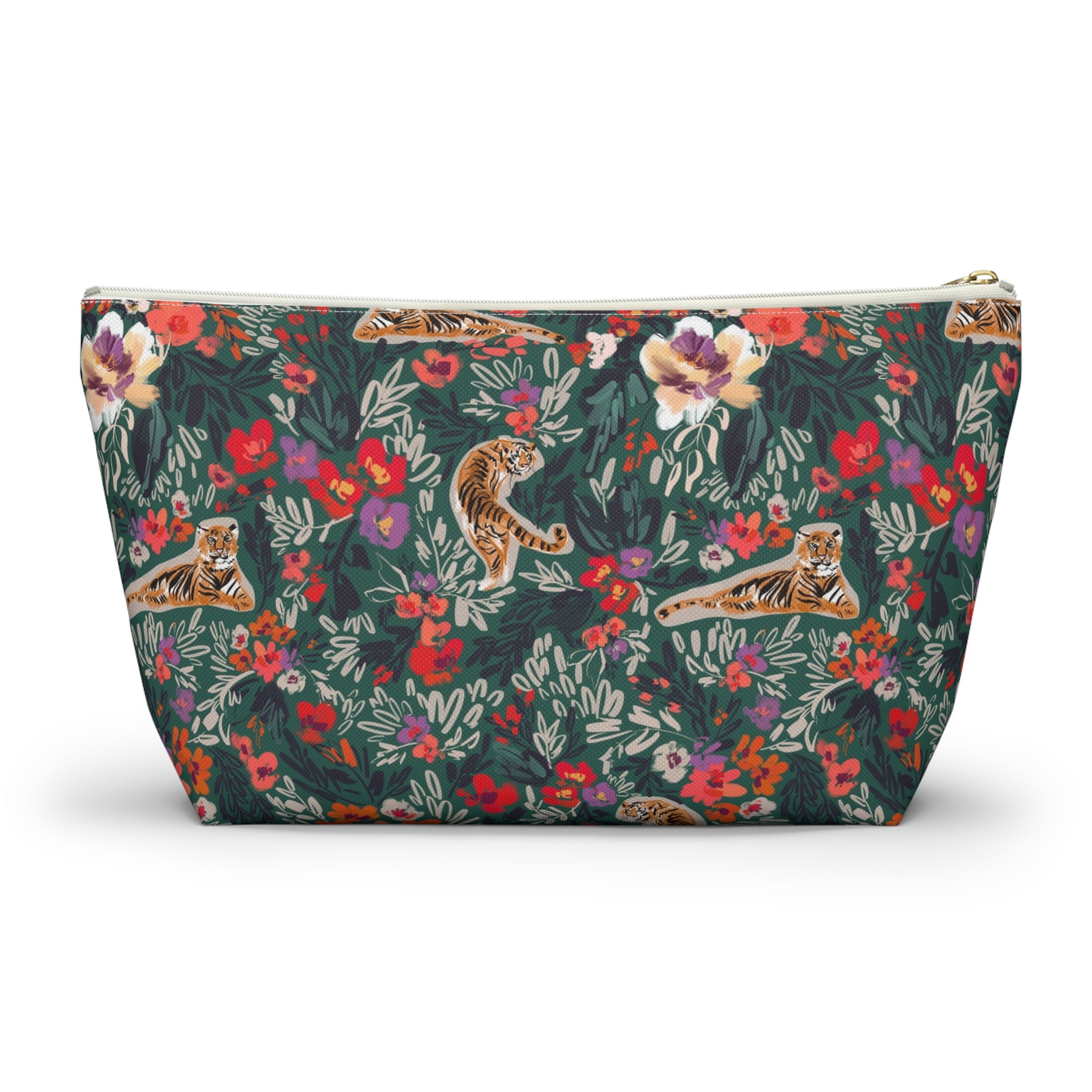 Regal Blooms Striped Monogrammed Pouch