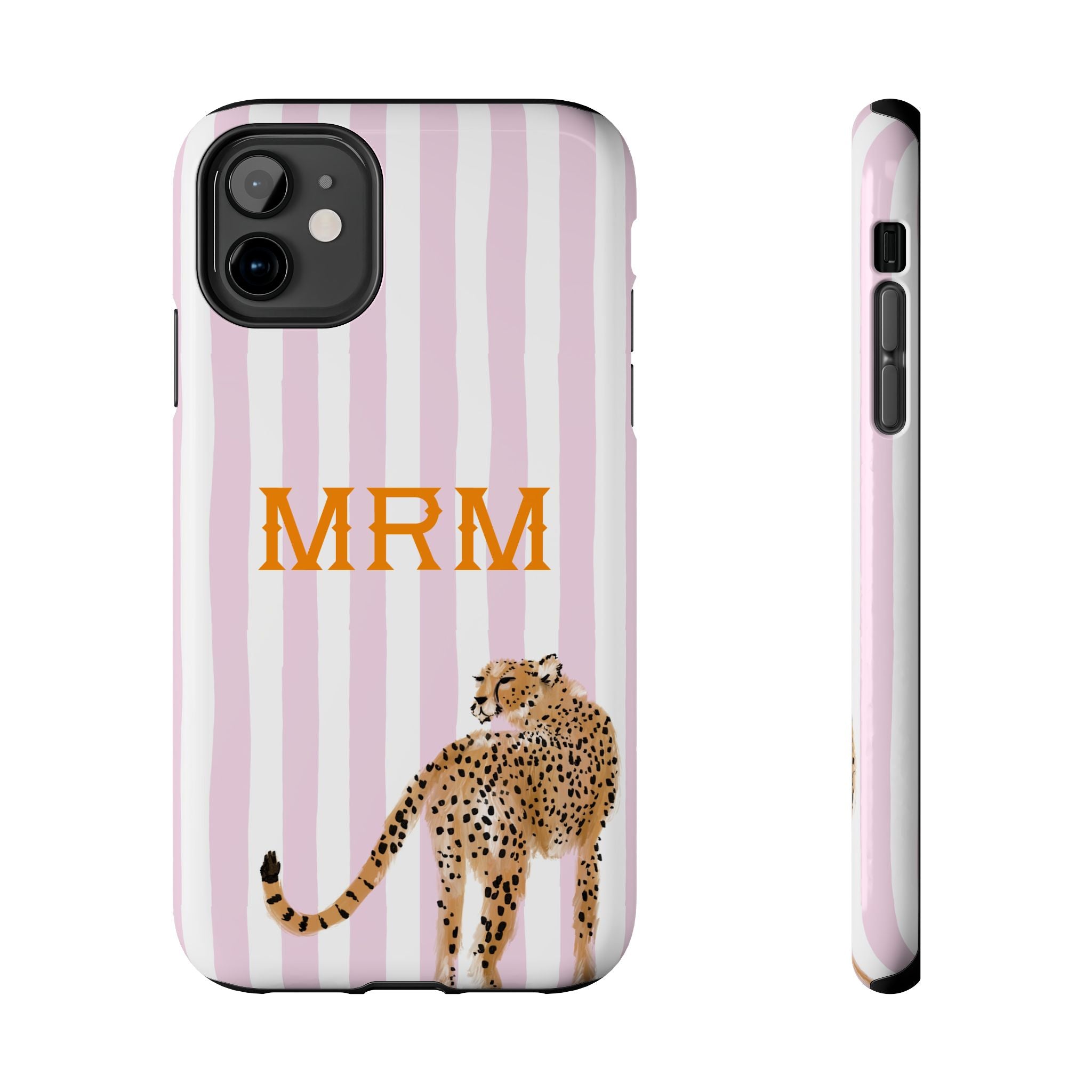 Preppy Cheetah (Pink) Monogrammed Tough Phone Case