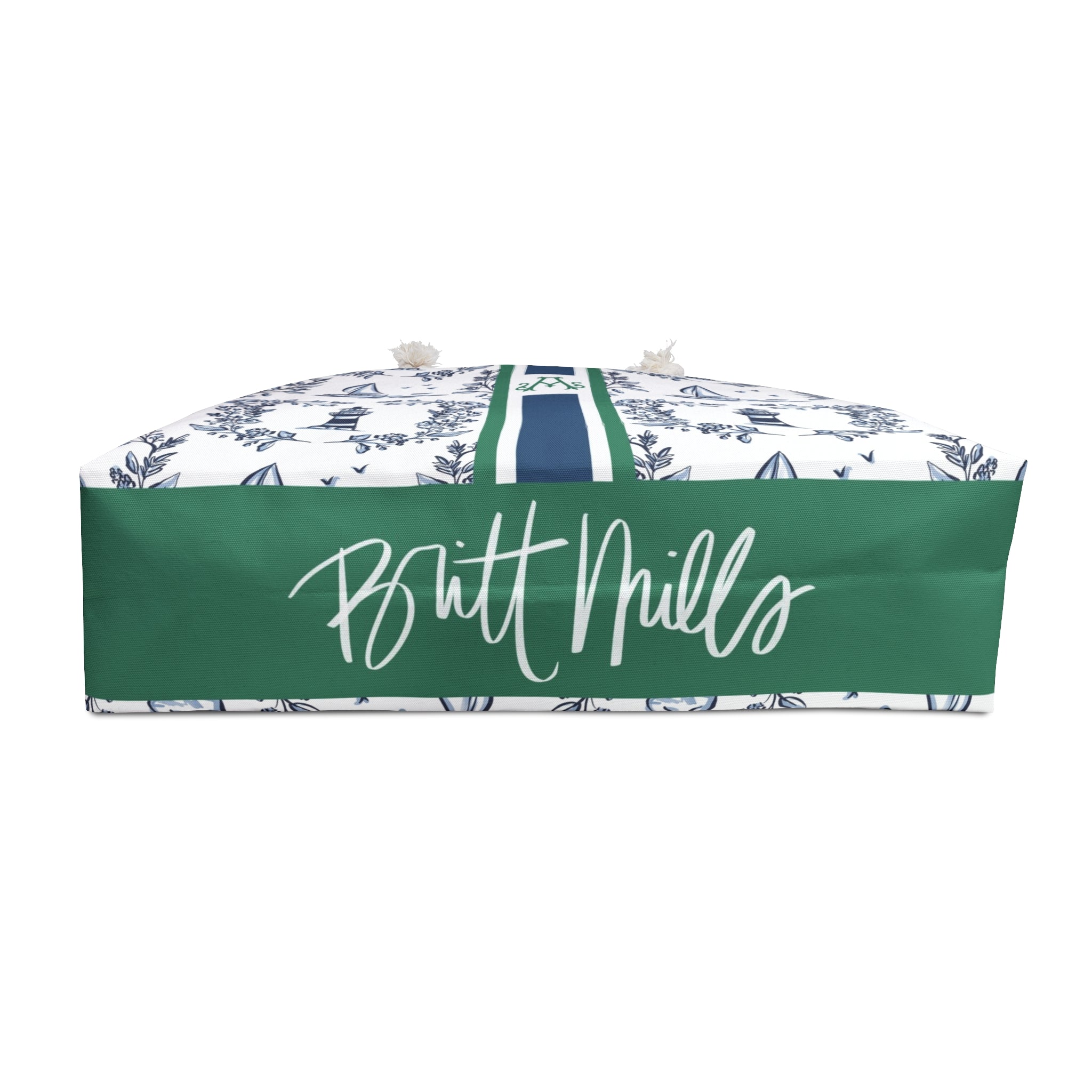 East Coast Summer Striped Monogrammed Mahjong Bag