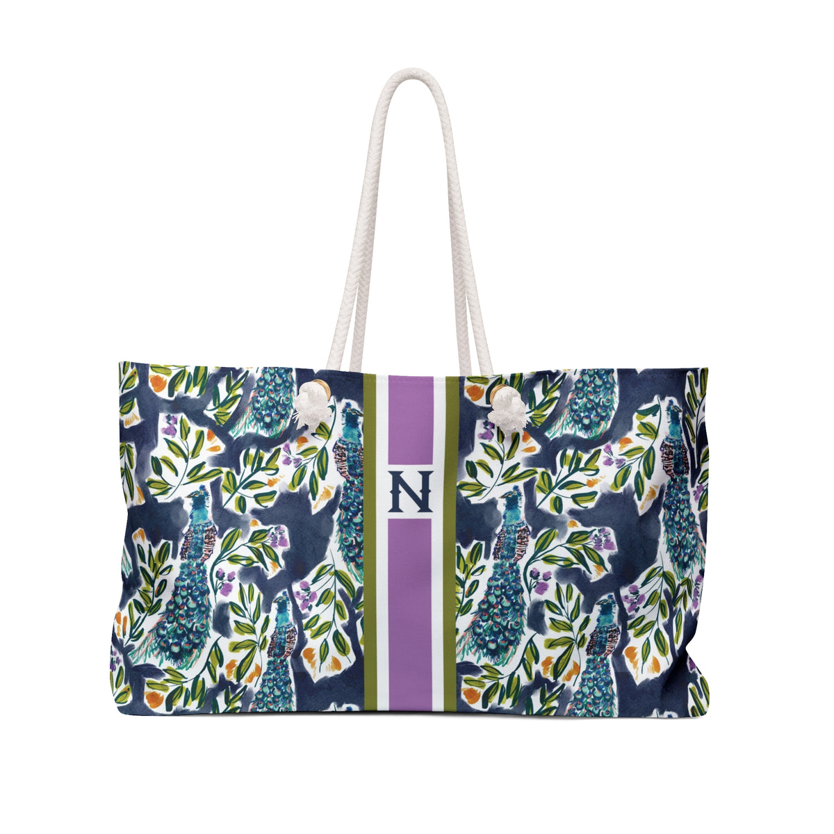 Peacock Striped Monogrammed Mahjong Bag