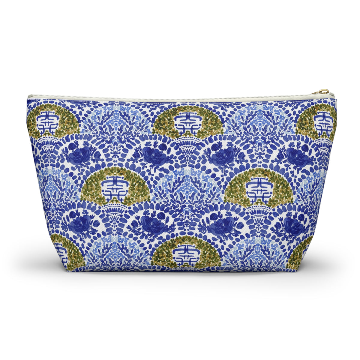 Chinoiserie Shrubs Striped Monogrammed Pouch