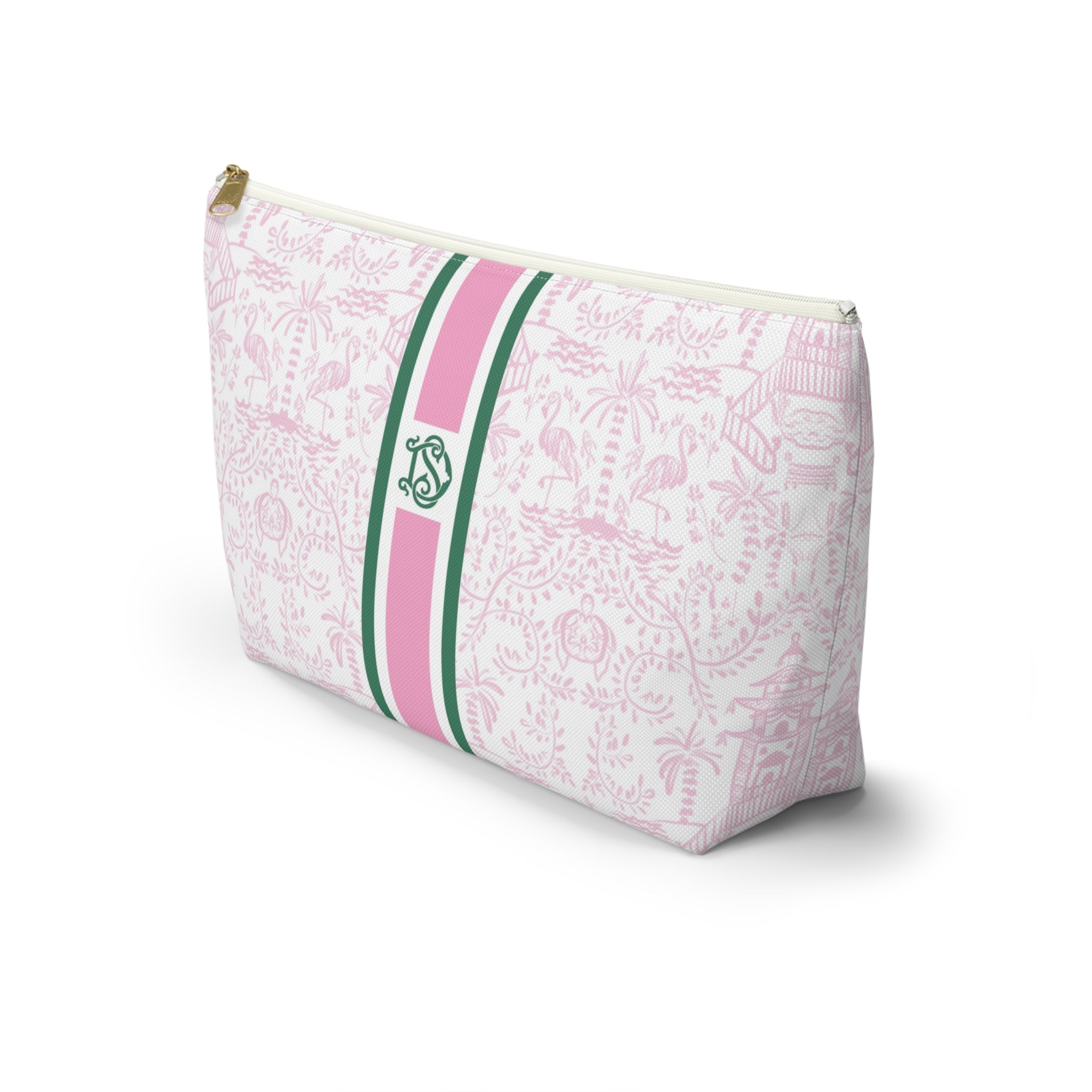 Palm Beach Pink Striped Monogrammed Pouch