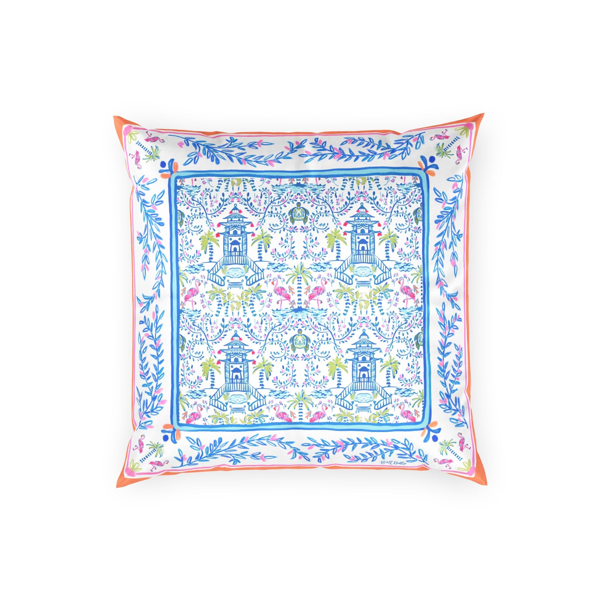 Colorful Chinoiserie Velvet Pillow