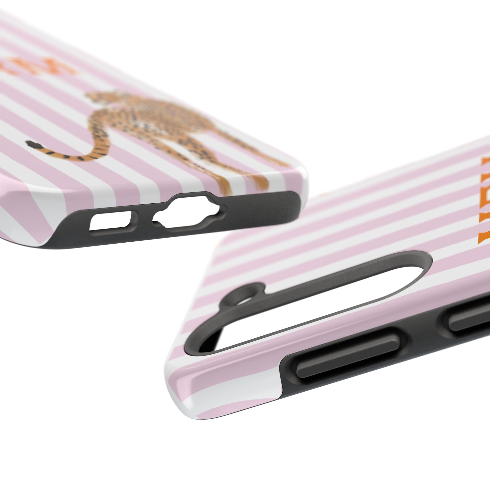 Preppy Cheetah (Pink) Monogrammed Tough Phone Case