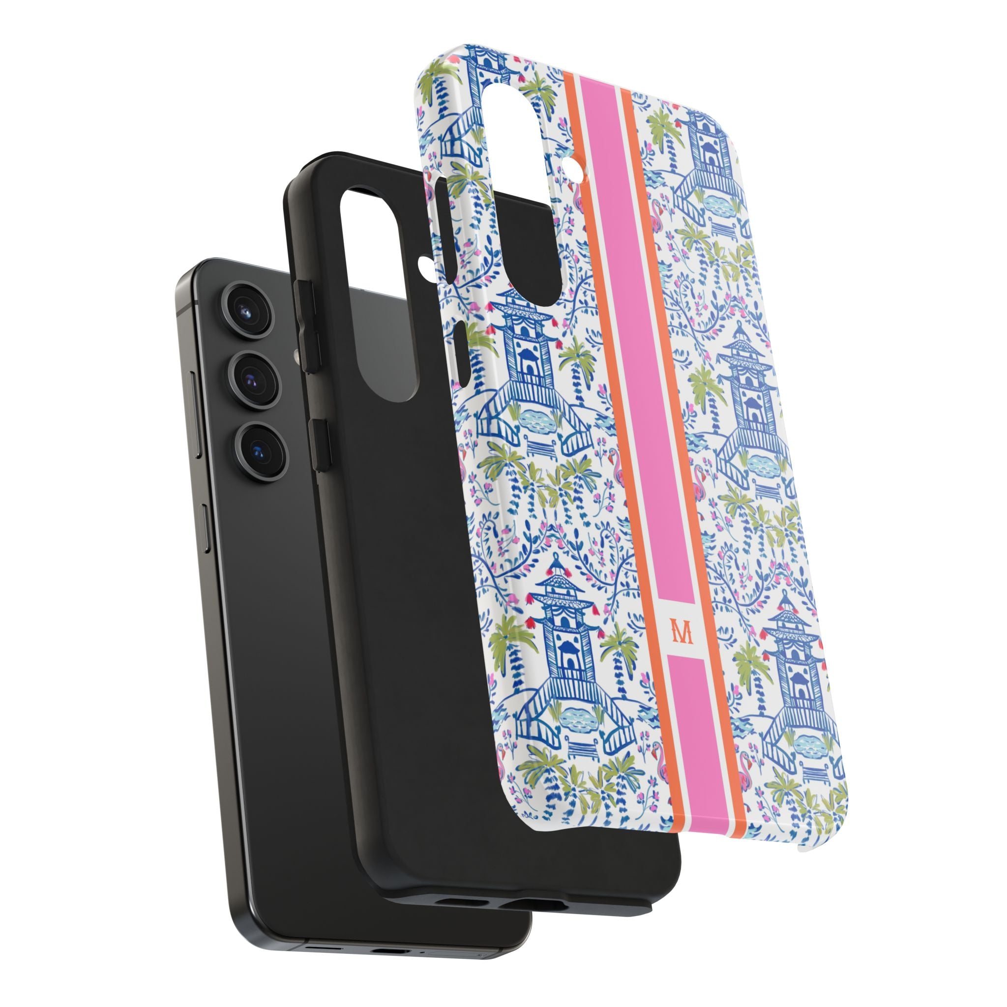 Colorful Chinoiserie Monogrammed Tough Phone Case