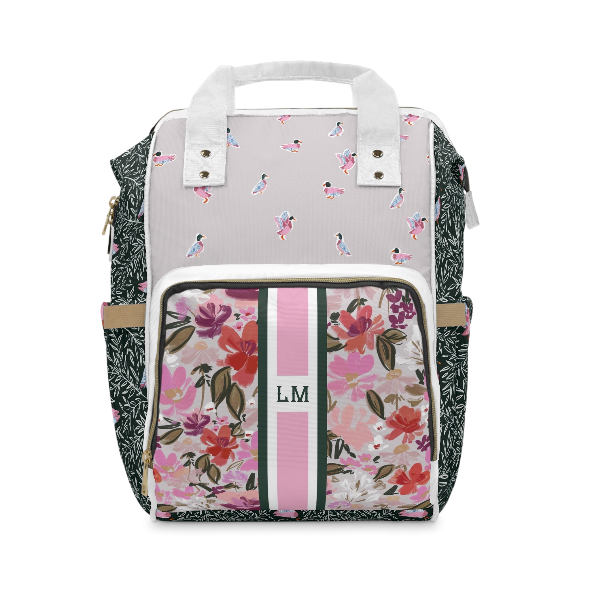 Mallard Manor Monogrammed Nylon Waterproof Diaper Backpack
