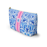 Elephant Fun Striped Monogrammed Pouch
