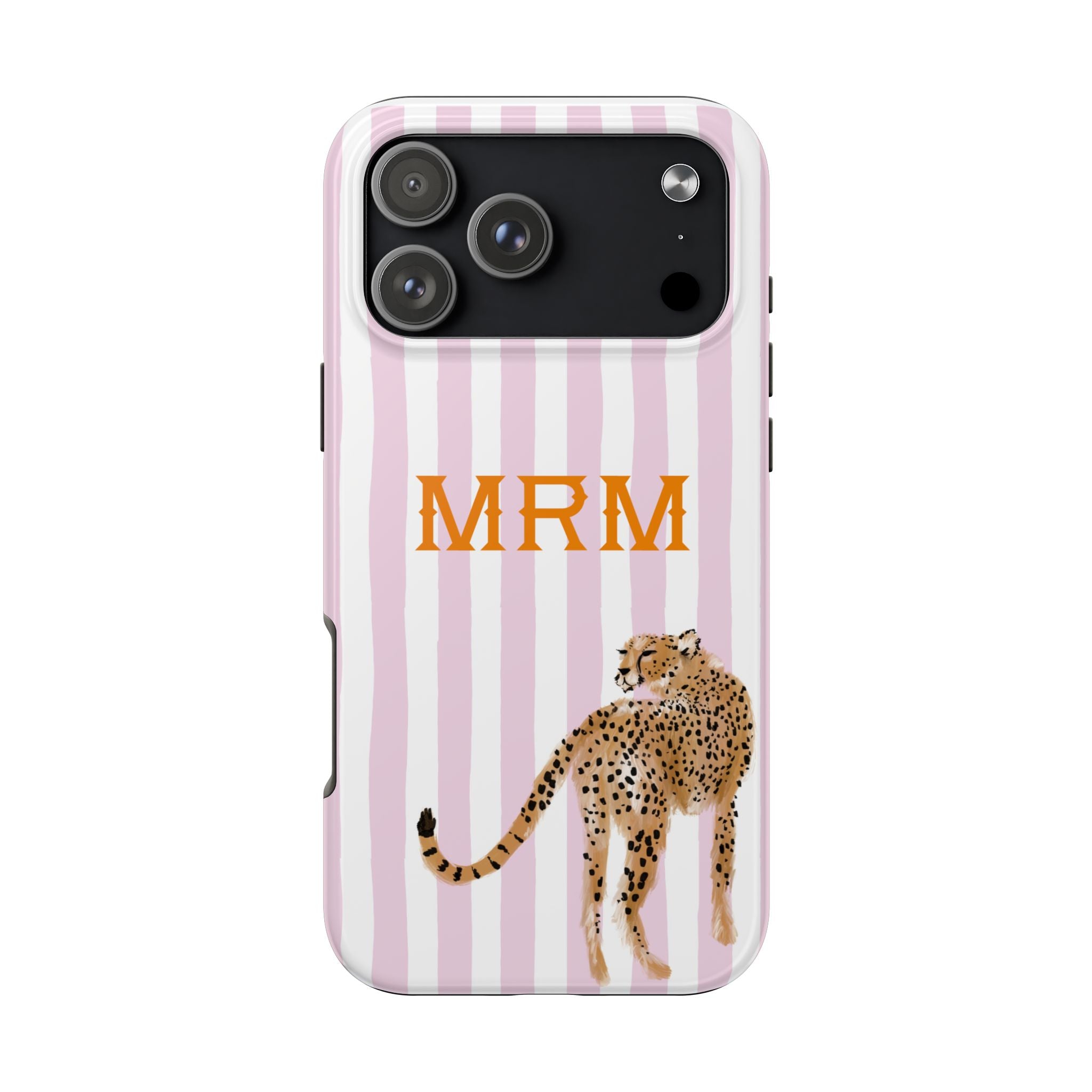 Preppy Cheetah (Pink) Monogrammed Tough Phone Case