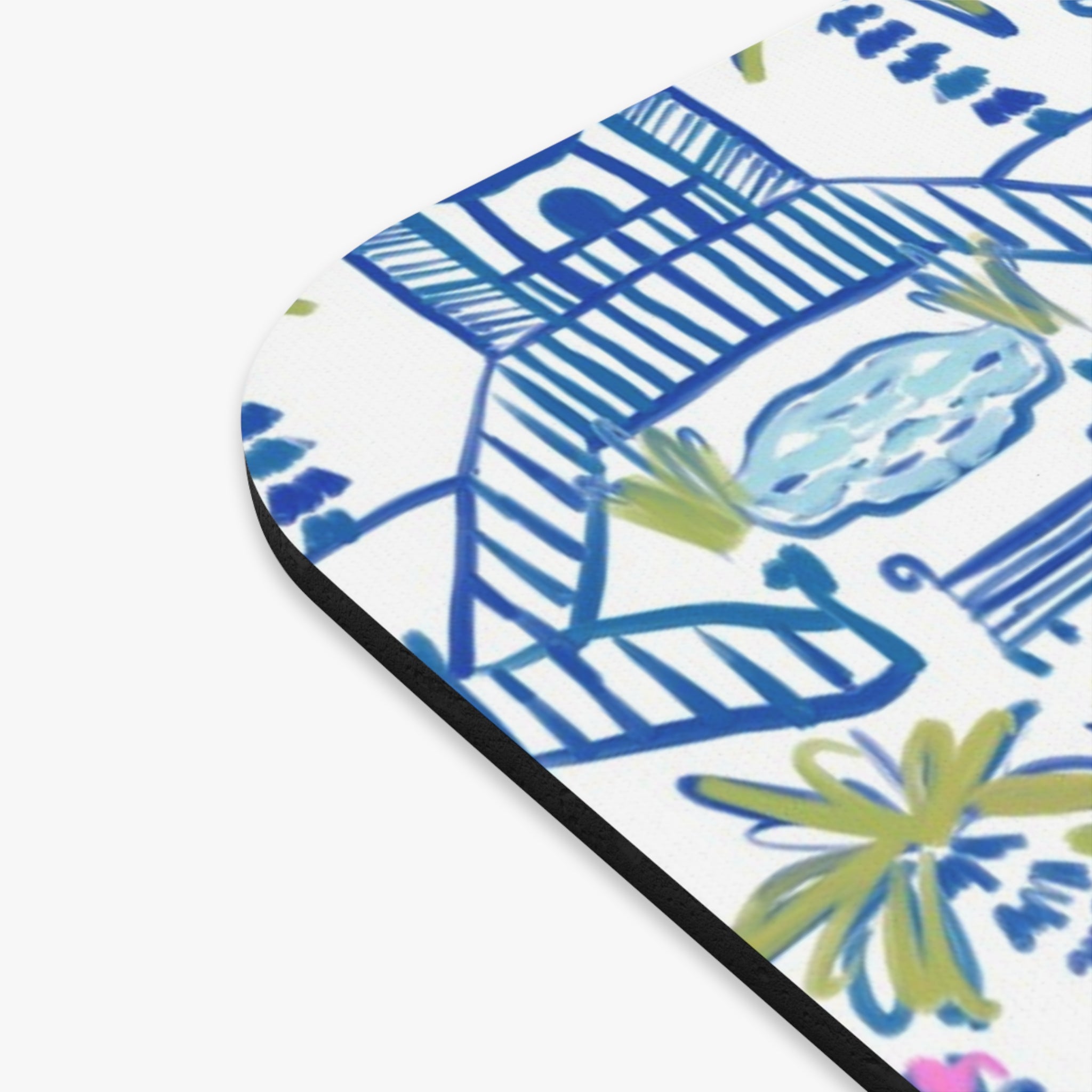 Colorful Chinoiserie Striped Monogrammed Mouse Pad
