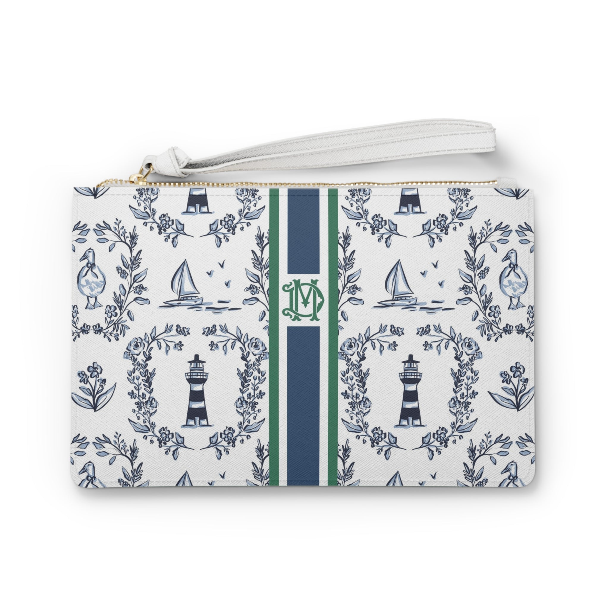 East Coast Summer Striped Monogrammed Mahjong Card Pouch