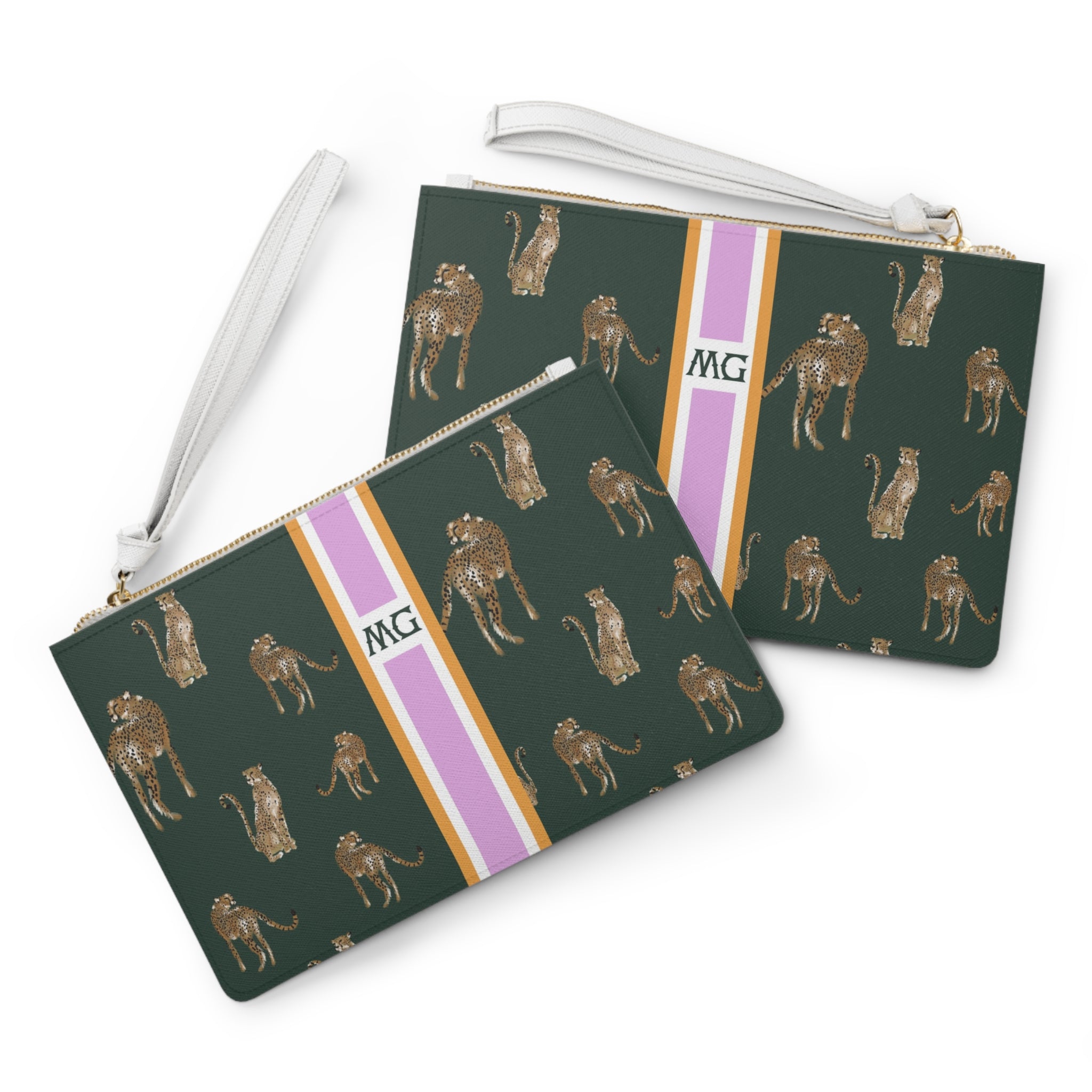 Cheetah Dance Striped Monogrammed Mahjong Card Pouch