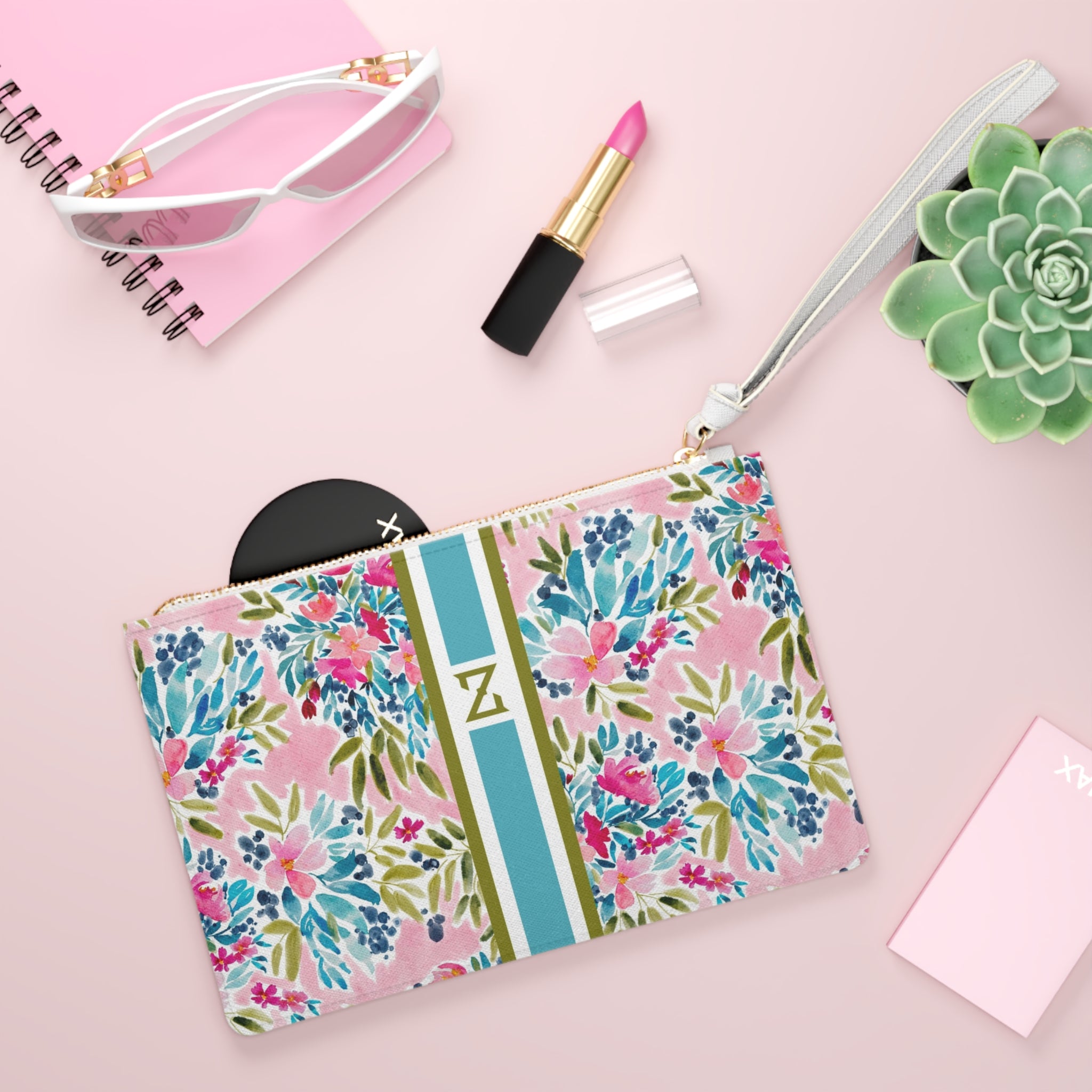 Aria II Striped Monogrammed Mahjong Card Pouch