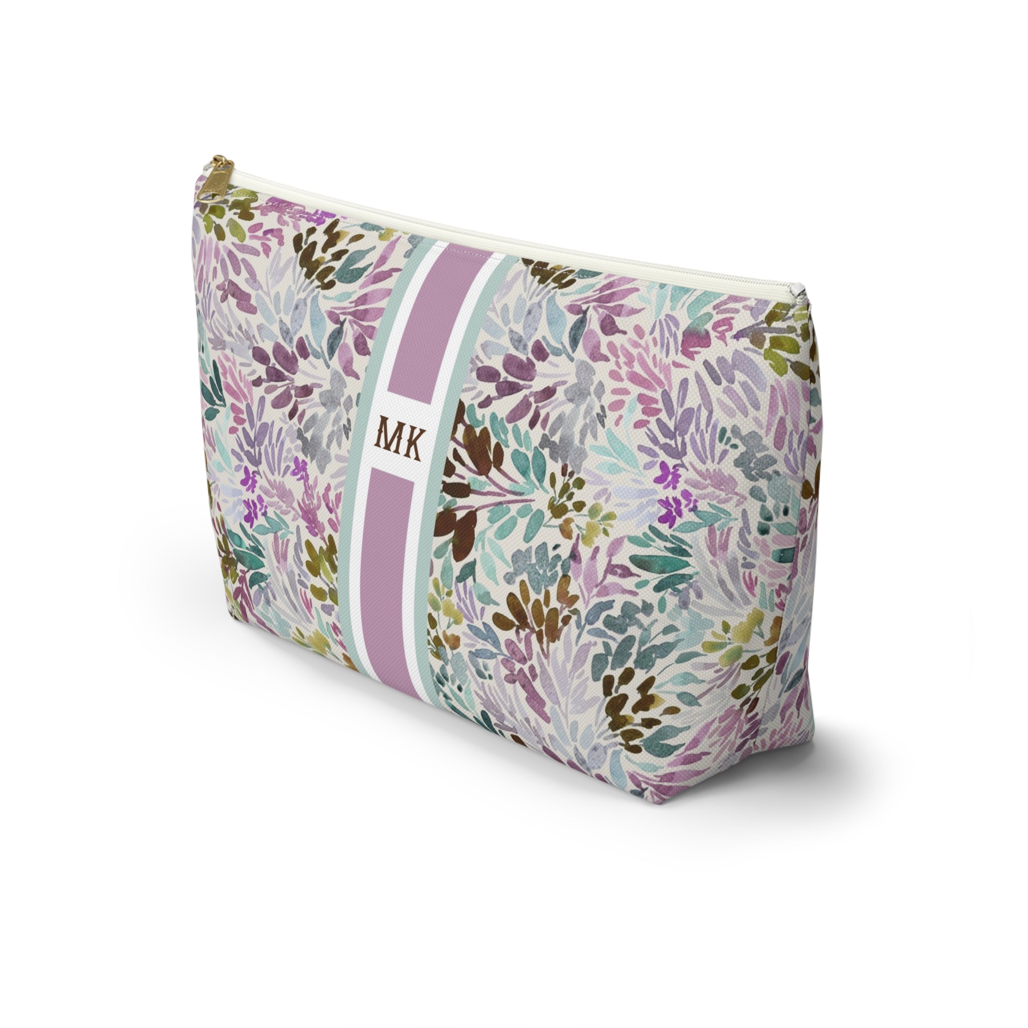 Daphne Striped Monogrammed Mahjong Tile Pouch