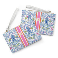 Colorful Chinoiserie Striped Monogrammed Mahjong Card Holder
