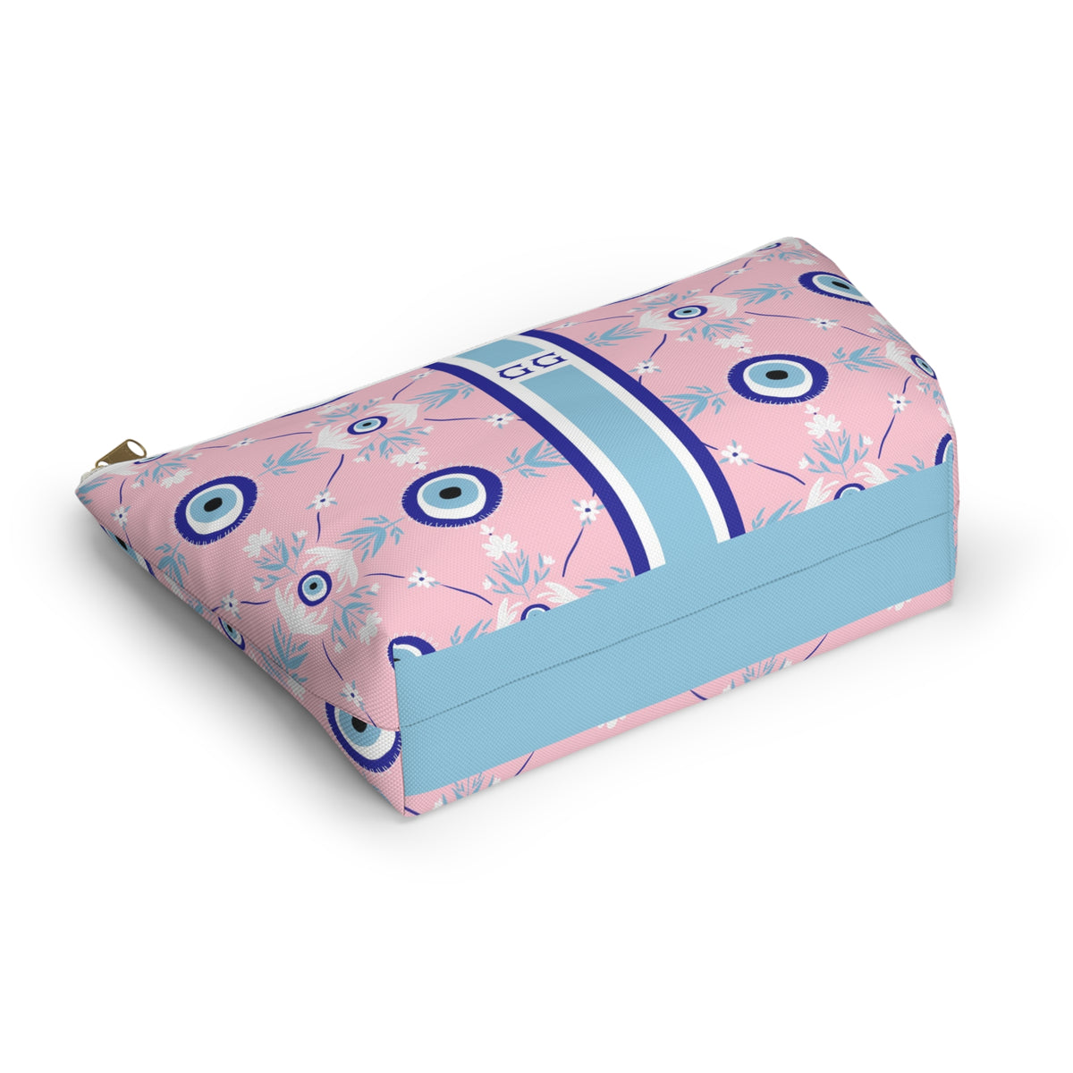 Evil Eye Striped Monogrammed Mahjong Tile Pouch