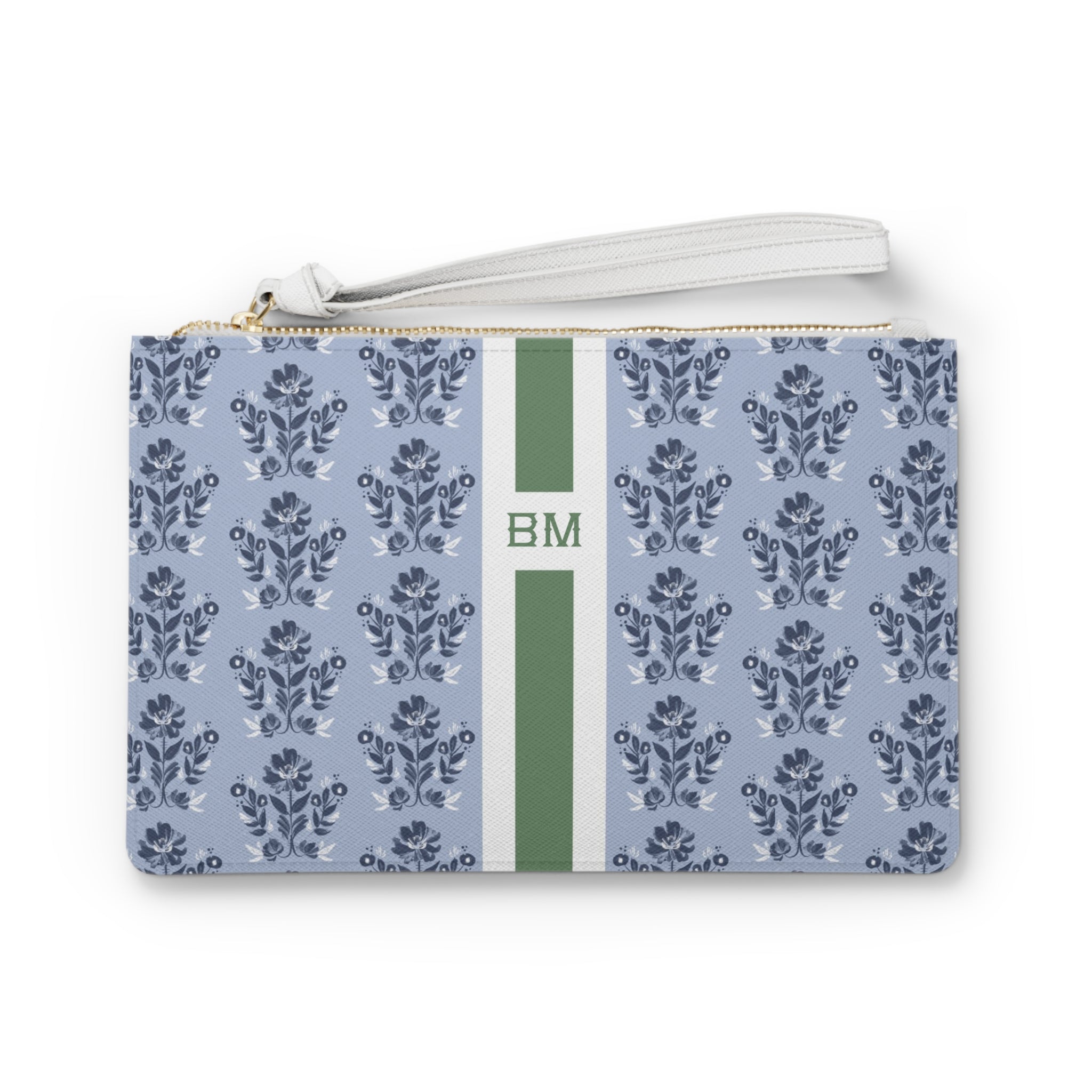 Evangeline Blue Striped Monogrammed Mahjong Card Holder