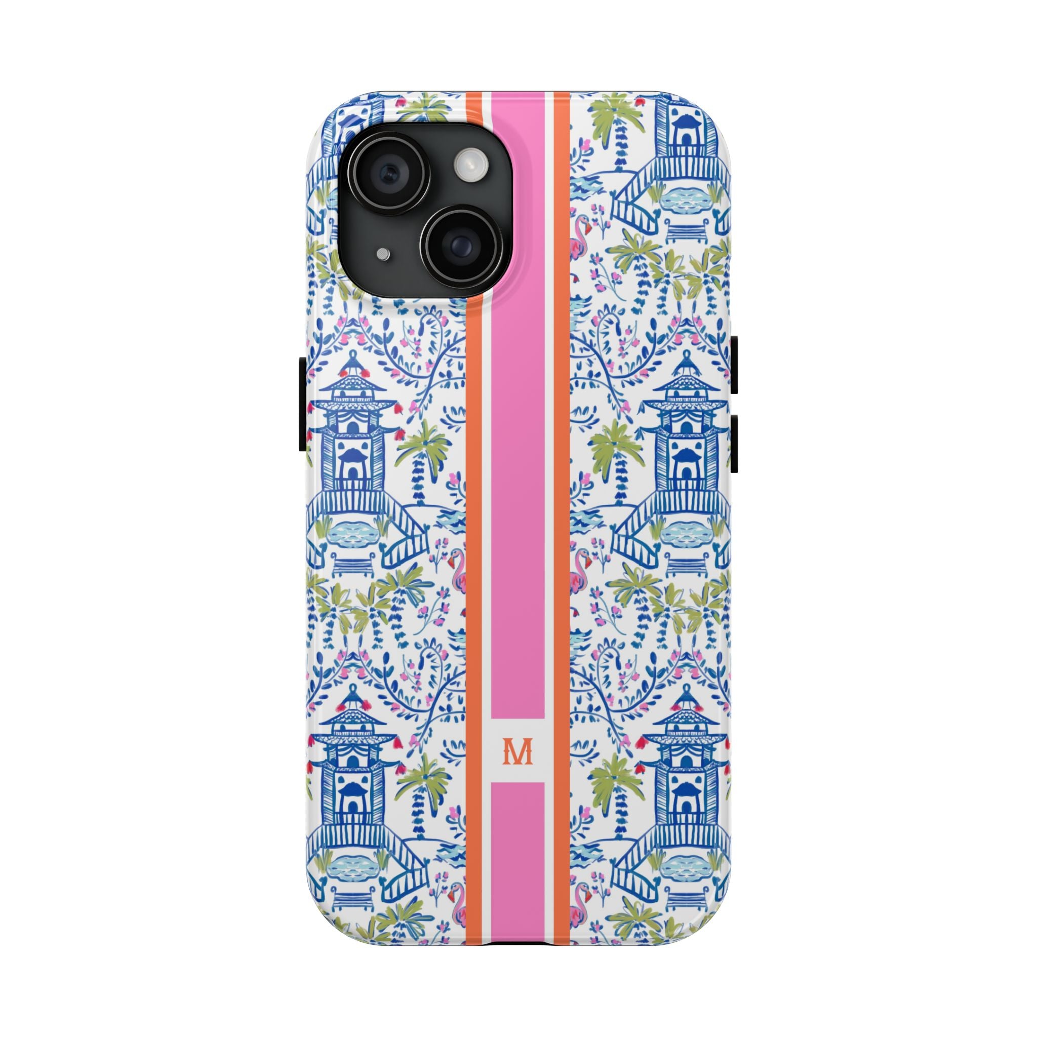 Colorful Chinoiserie Monogrammed Tough Phone Case