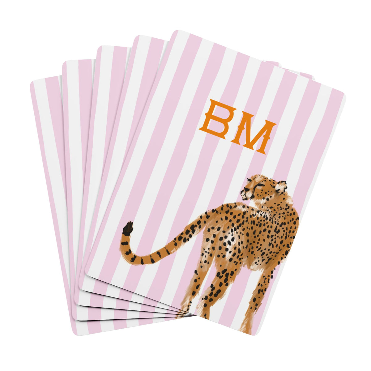 Preppy Cheetah Pink Playing Cards