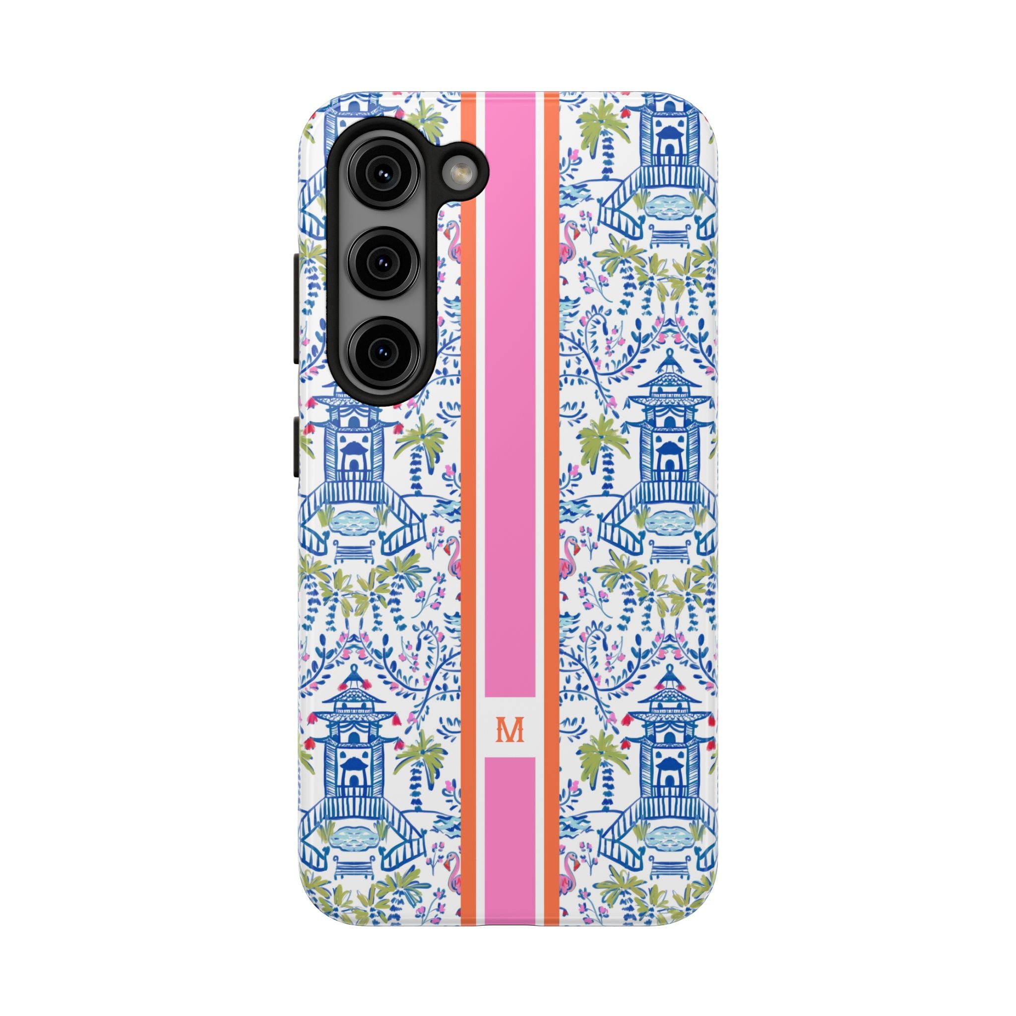 Colorful Chinoiserie Monogrammed Tough Phone Case