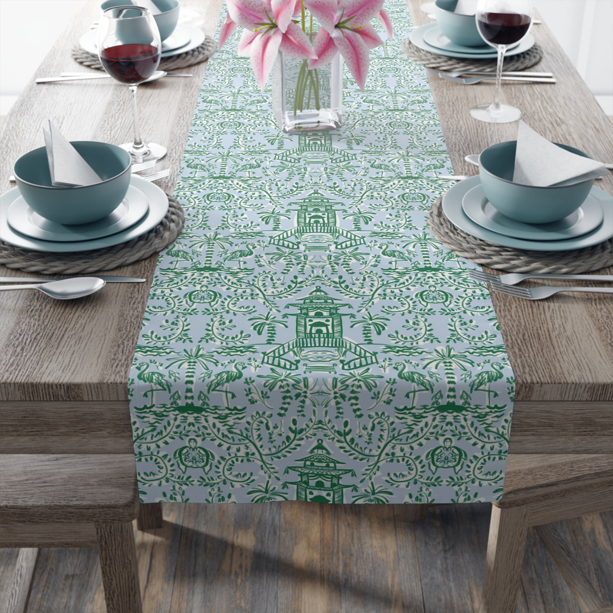 Chinoiserie Palms Table Runner