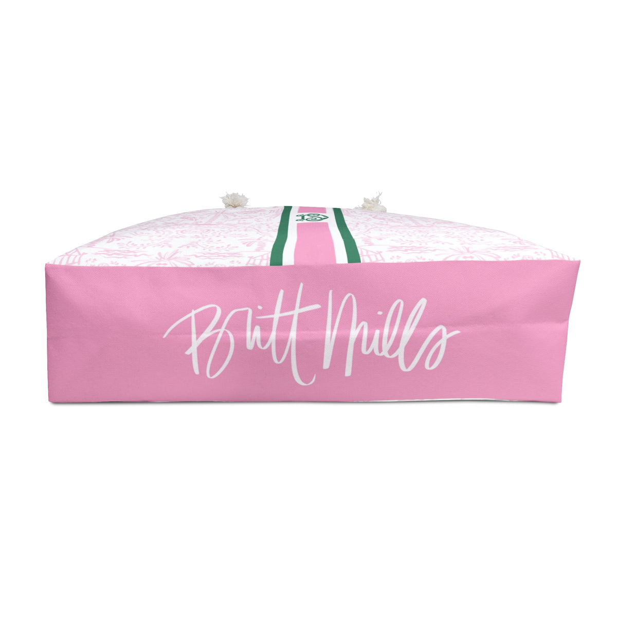 Palm Beach Pink Striped Monogrammed Mahjong Bag