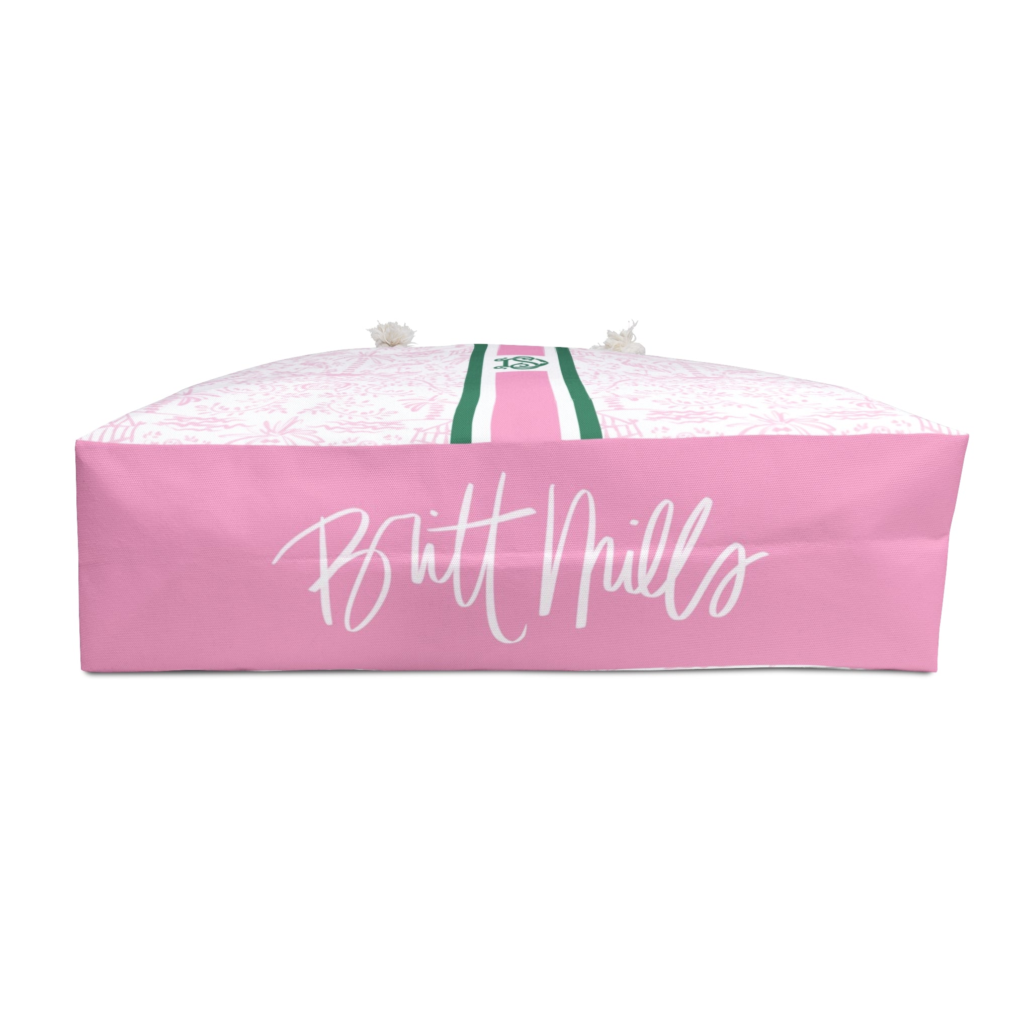 Palm Beach Pink Striped Monogrammed Mahjong Bag