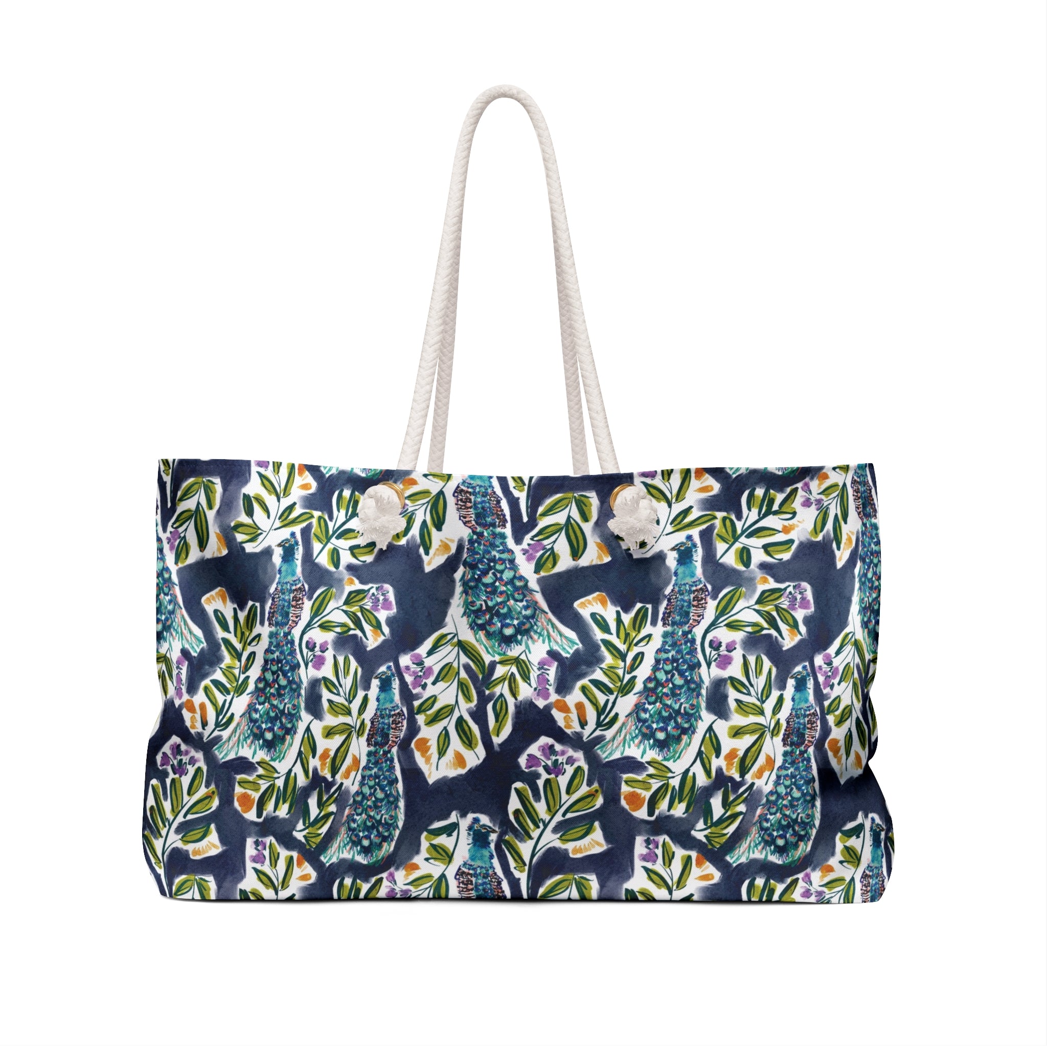 Peacock Garden Striped Monogrammed Mahjong Bag
