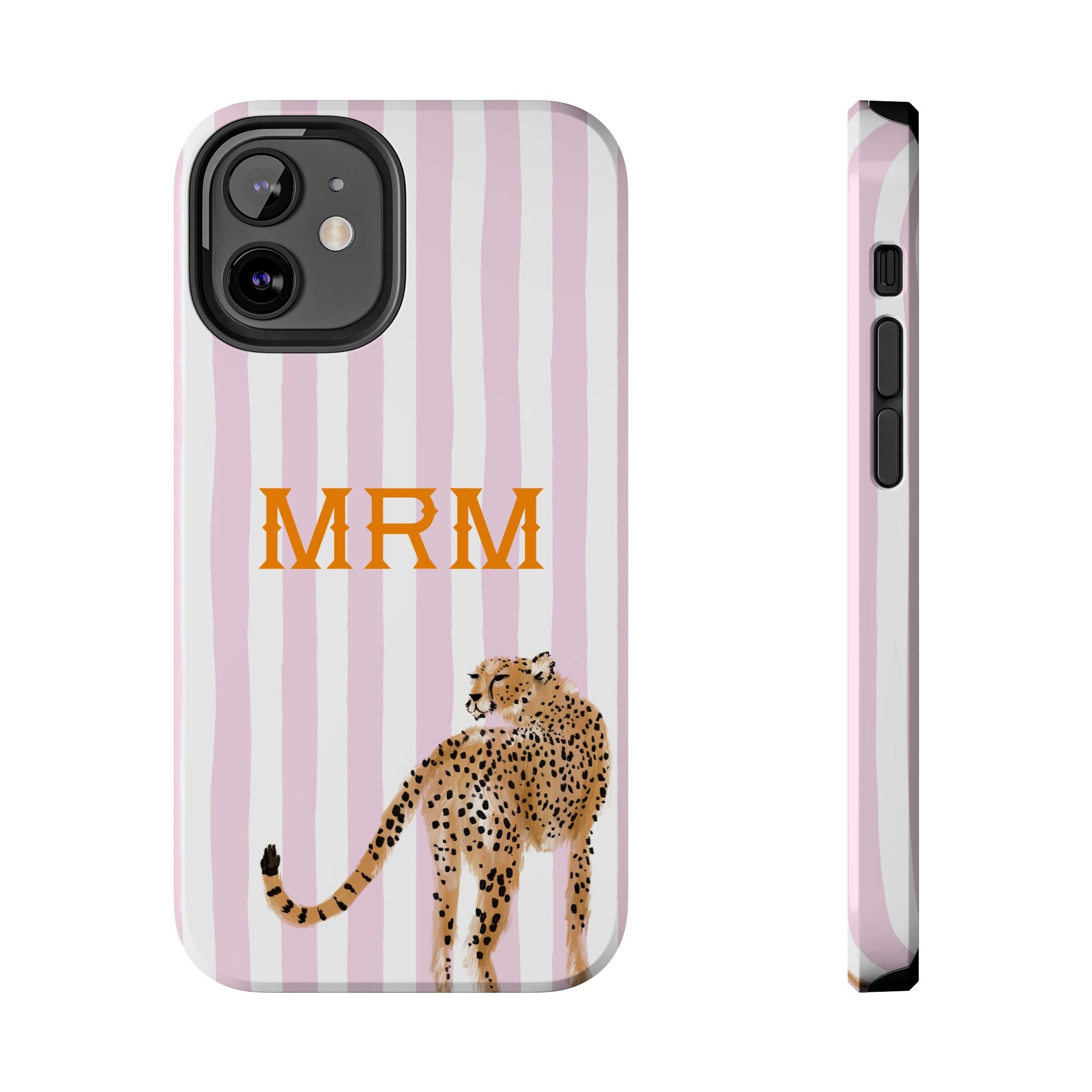 Preppy Cheetah (Pink) Monogrammed Tough Phone Case