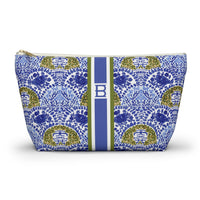 Chinoiserie Shrubs Striped Monogrammed Pouch