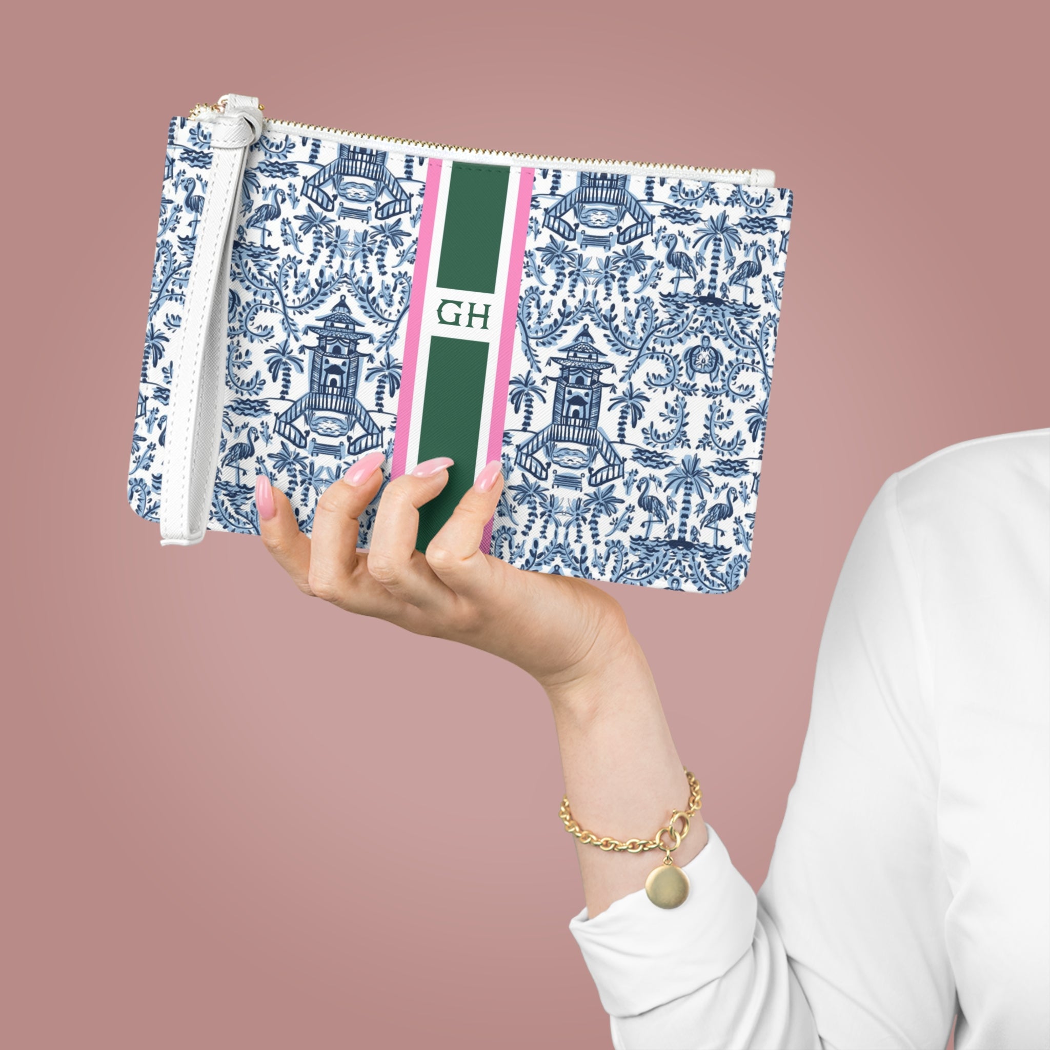 Palm Beach Striped Monogrammed Mahjong Card Holder