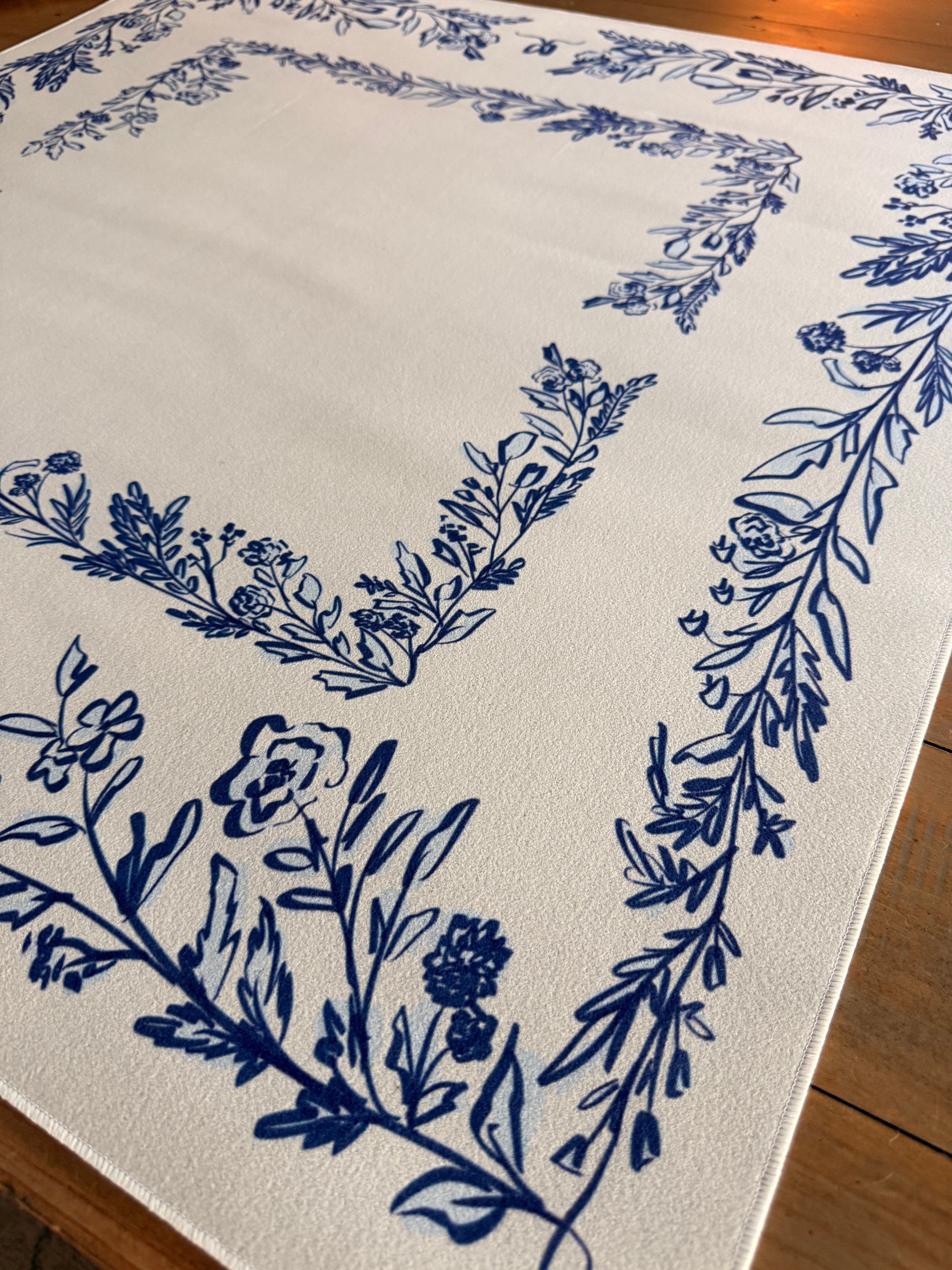 Blue Bow & Bloom Mahjong Mat (Non-Neoprene)