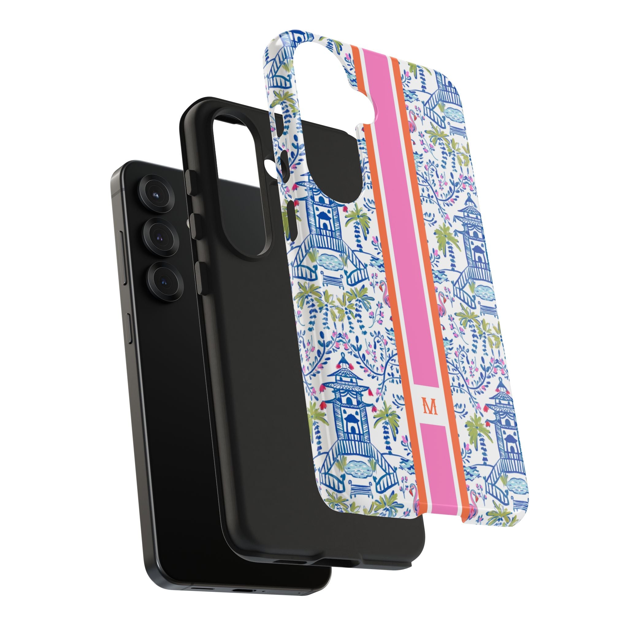 Colorful Chinoiserie Monogrammed Tough Phone Case