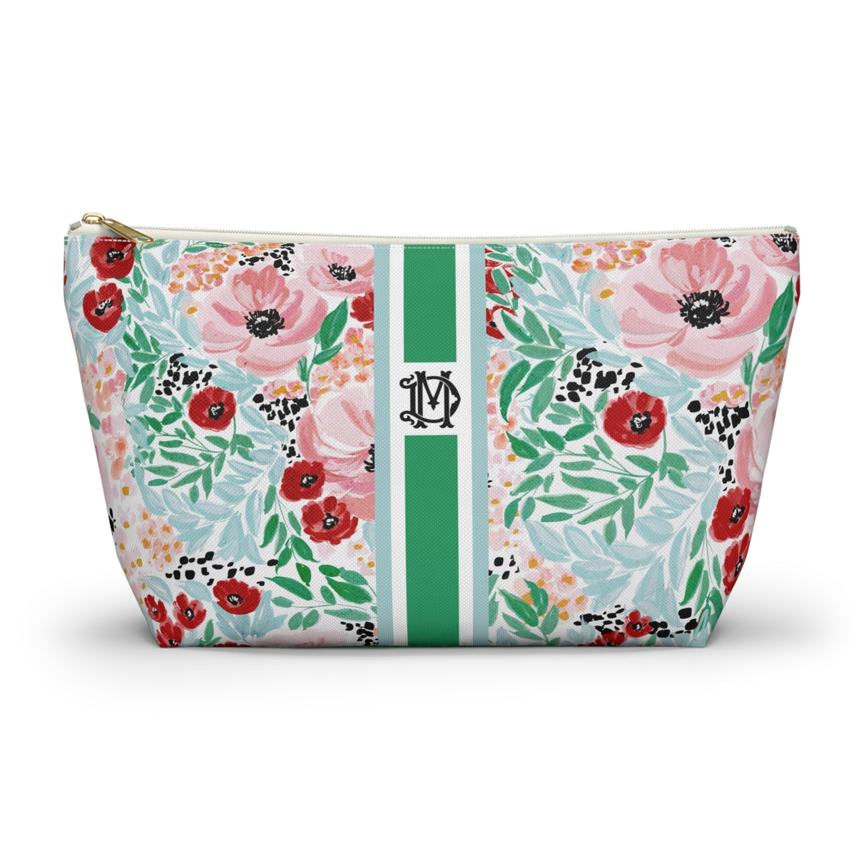 Colette Striped Monogrammed Pouch