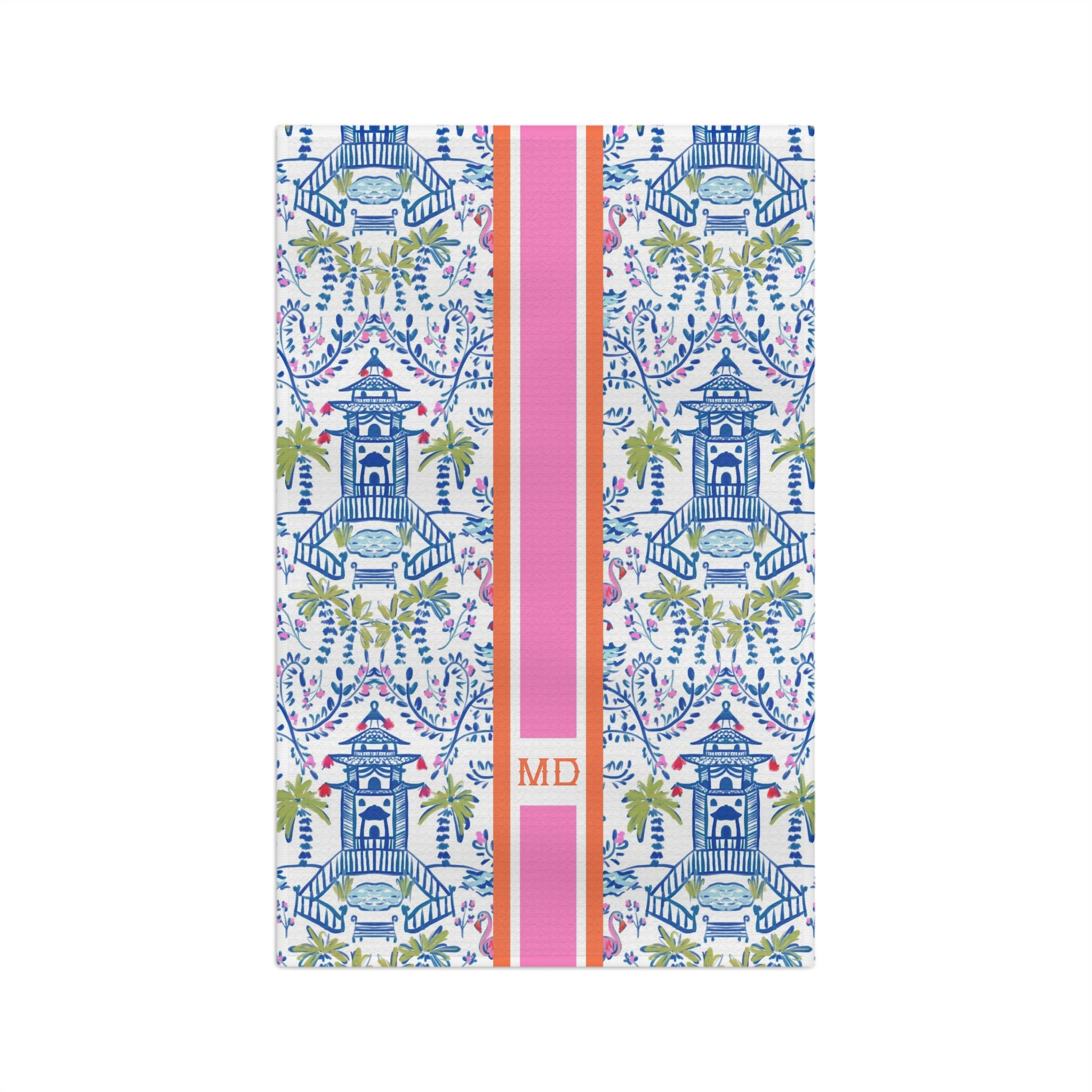 Colorful Chinoiserie Monogrammed Microfiber Kitchen Towel