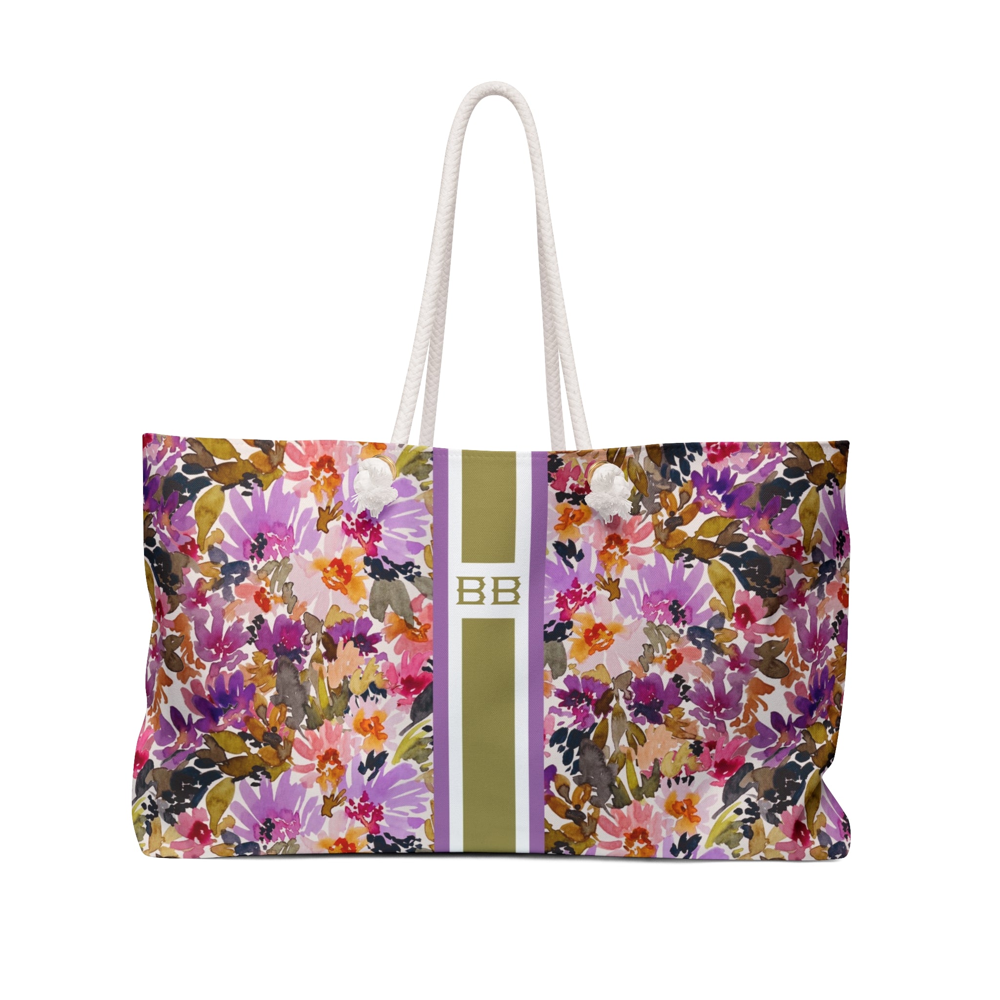 Mabel Striped Monogrammed Mahjong Bag