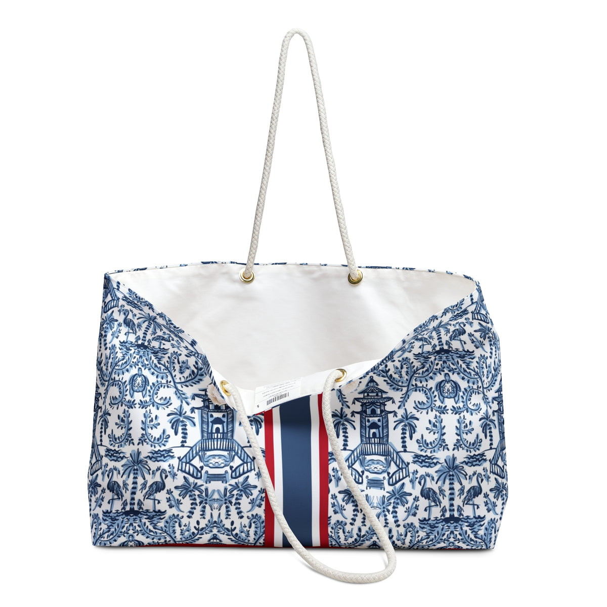 Palm Beach II Striped Monogrammed Mahjong Bag