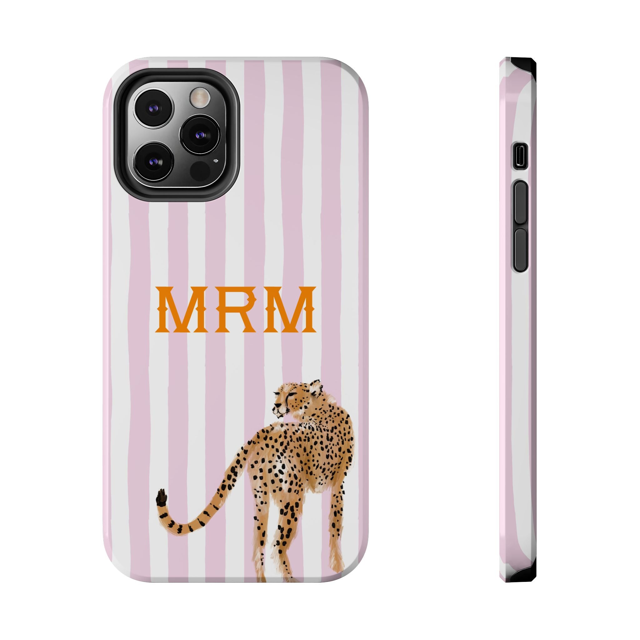 Preppy Cheetah (Pink) Monogrammed Tough Phone Case