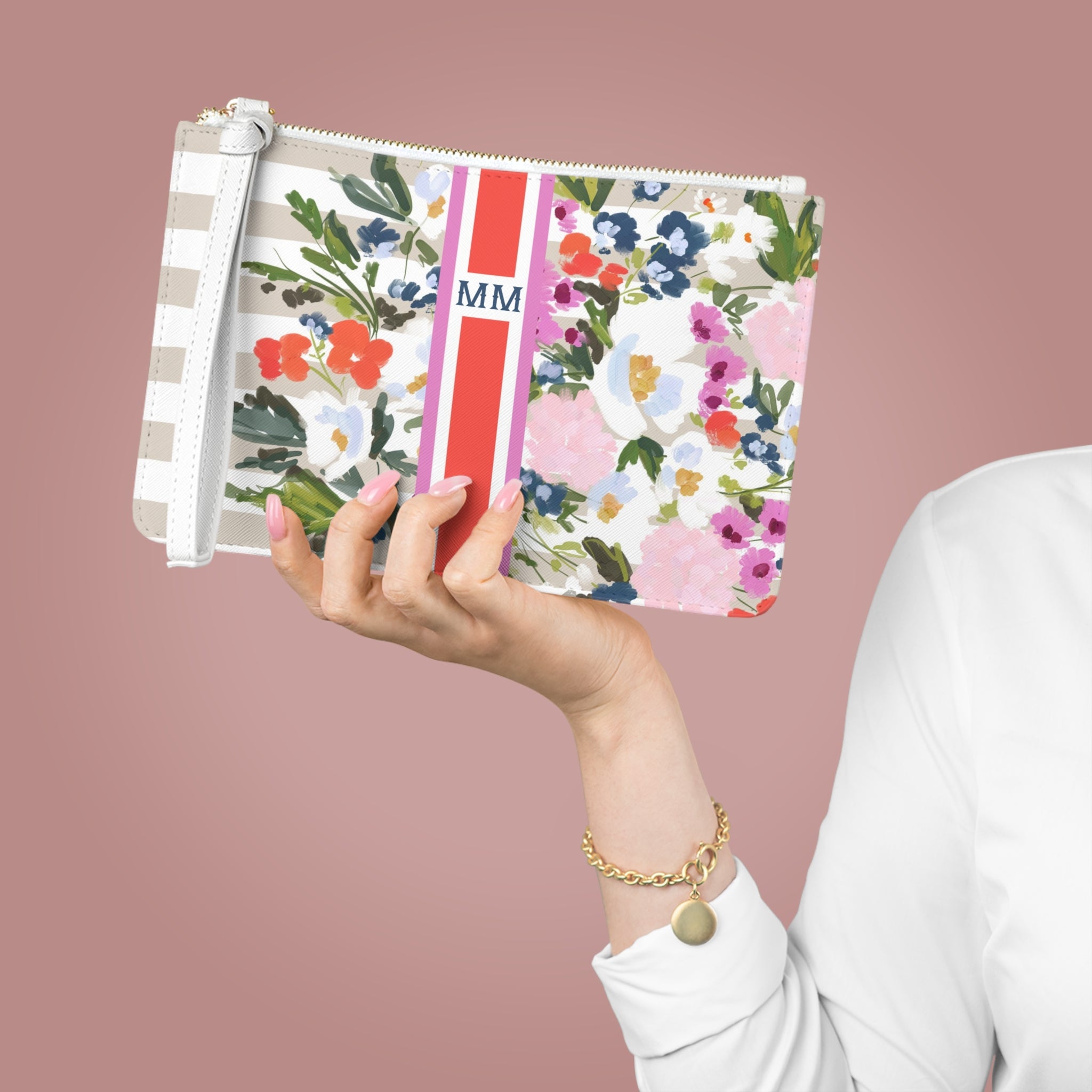 Veranda Striped Monogrammed Mahjong Card Holder