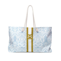 Palm Beach (Sky) Striped Monogrammed Mahjong Bag