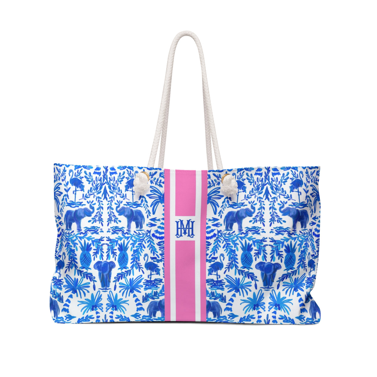 Elephant Fun Striped Monogrammed Mahjong Bag
