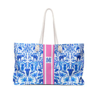 Elephant Fun Striped Monogrammed Mahjong Bag