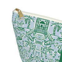 Chinoiserie Palms Striped Monogrammed Pouch