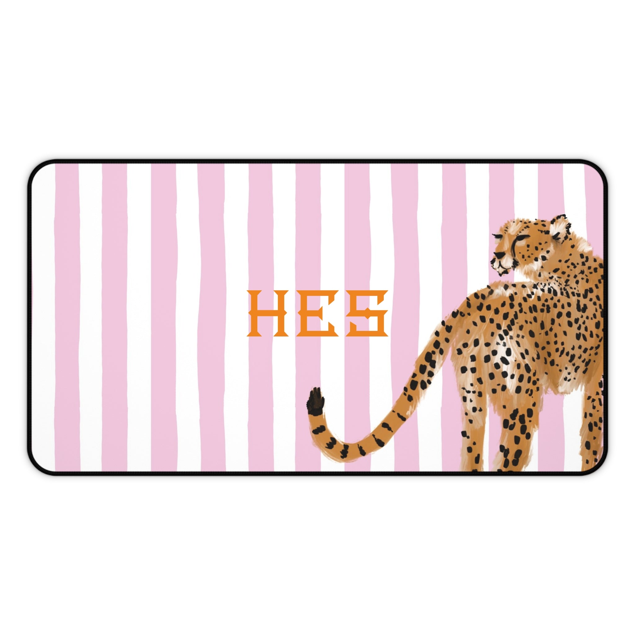 Preppy Cheetah (Pink) Monogrammed Desk Mat