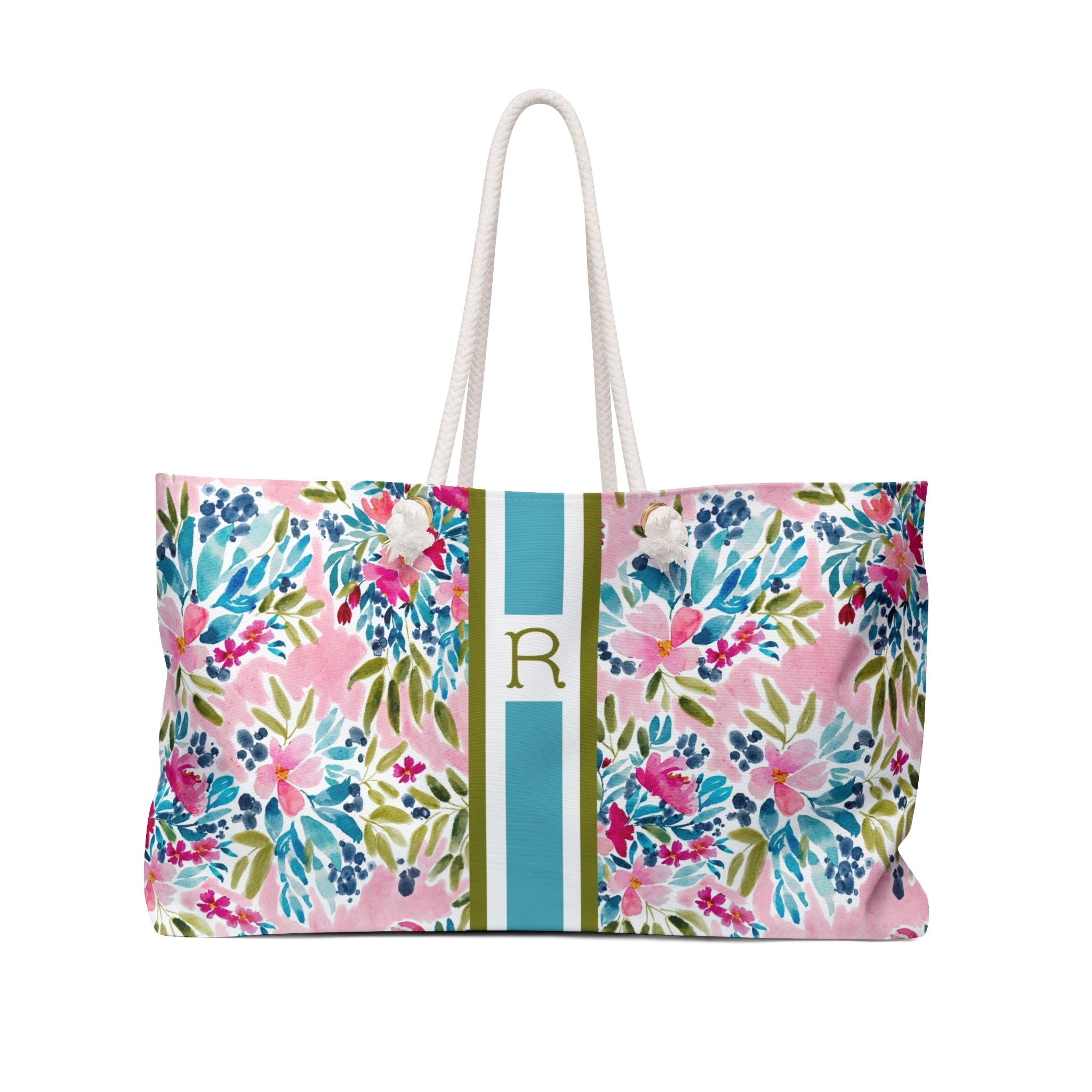 Aria Pink Striped Monogrammed Mahjong Bag Mahjong Bag