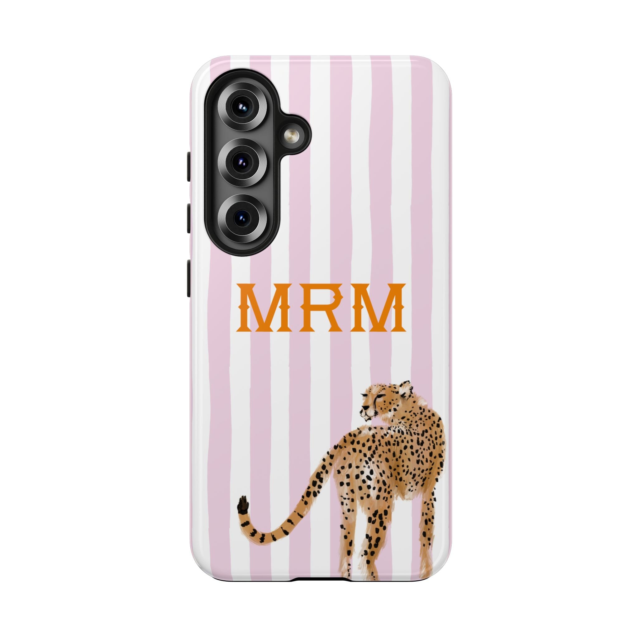 Preppy Cheetah (Pink) Monogrammed Tough Phone Case