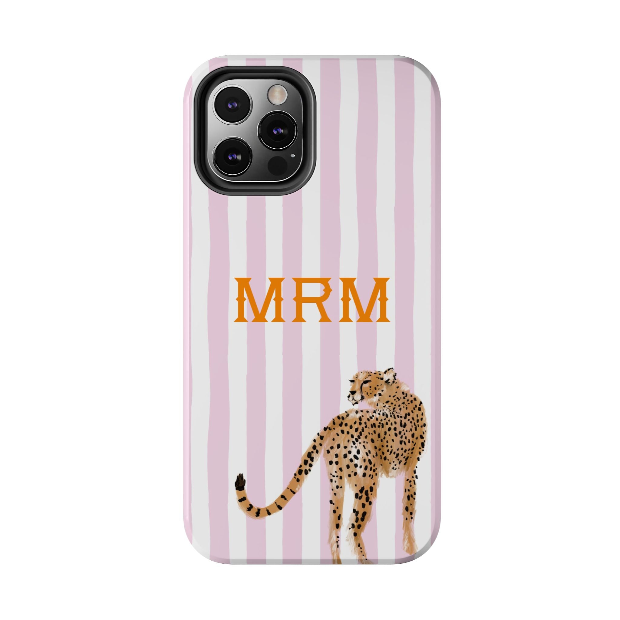 Preppy Cheetah (Pink) Monogrammed Tough Phone Case