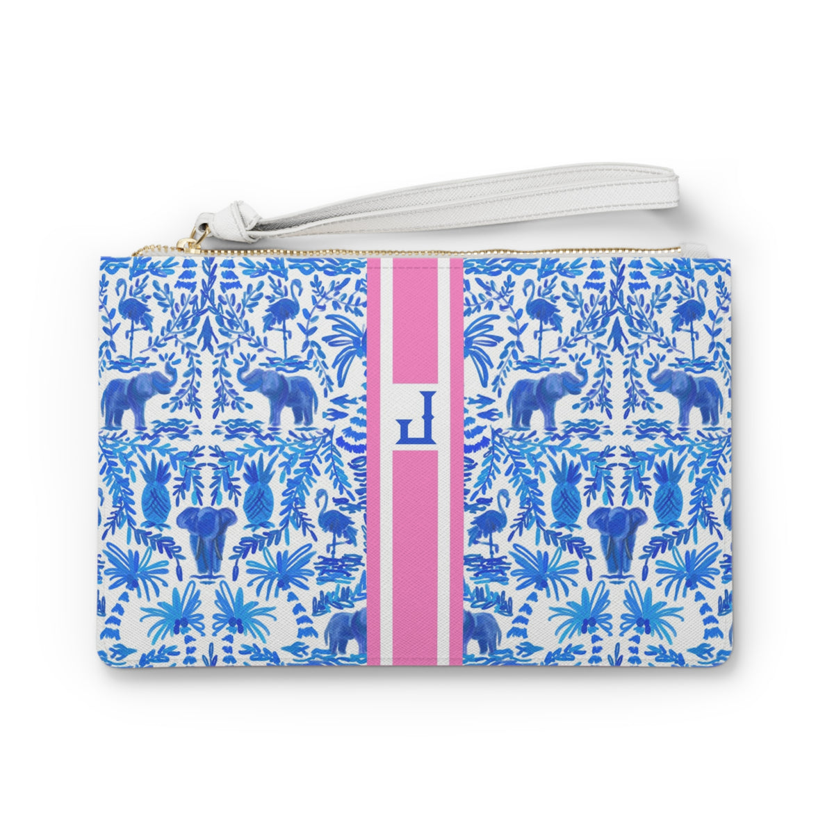 Elephant Fun Striped Monogrammed Mahjong Card Pouch