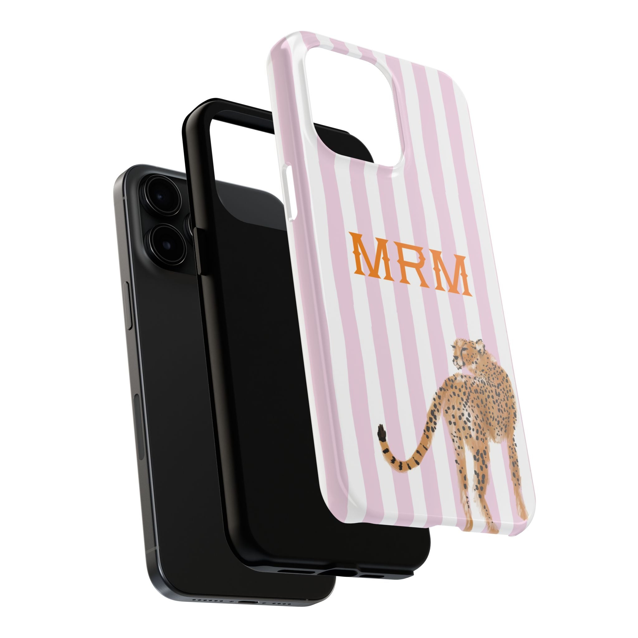 Preppy Cheetah (Pink) Monogrammed Tough Phone Case